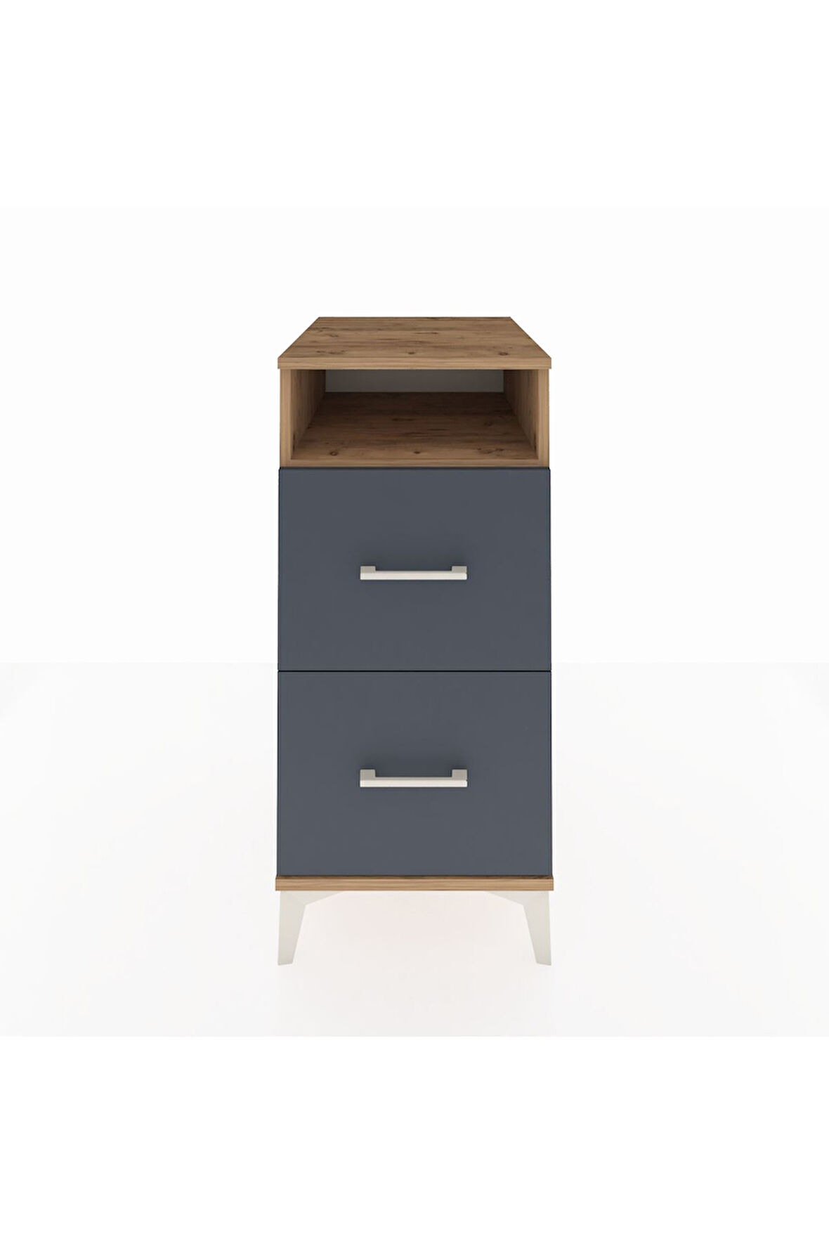 Kronos Komodin Tek Raflı 2 Çekmeceli 44x59x96 Çam-Antrasit