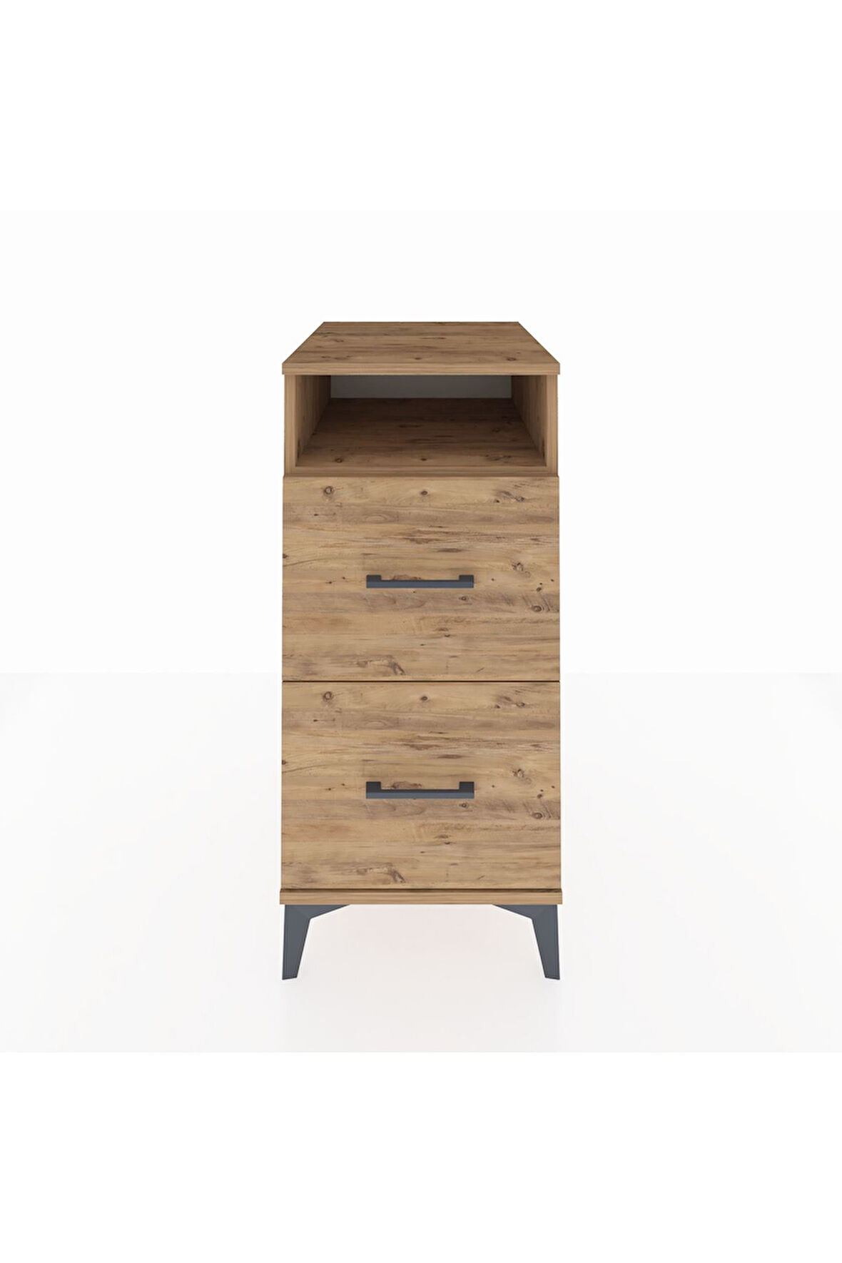 Kronos Komodin Tek Raflı 2 Çekmeceli 44x59x96 Çam-Çam