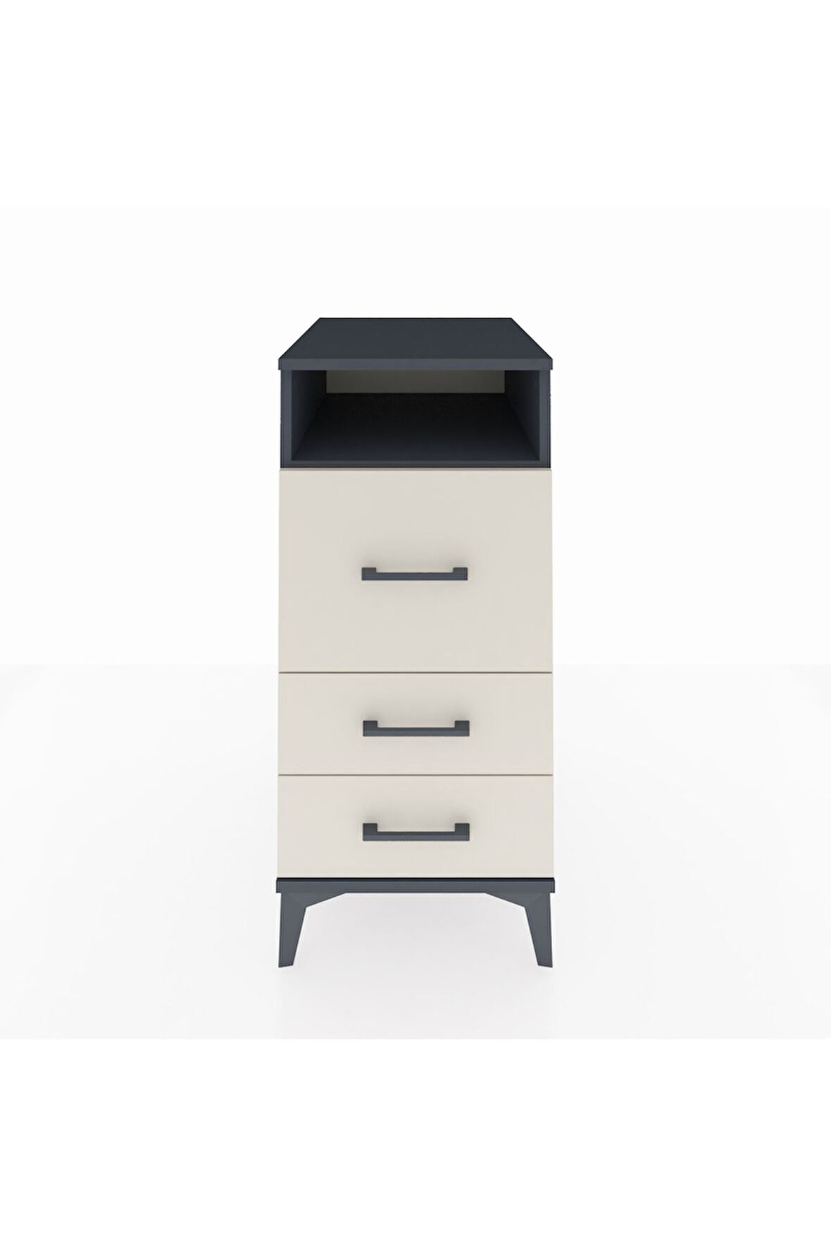 Kronos Komodin Tek Raflı 3 Çekmeceli 44x59x96 Antrasit-Aytaşı