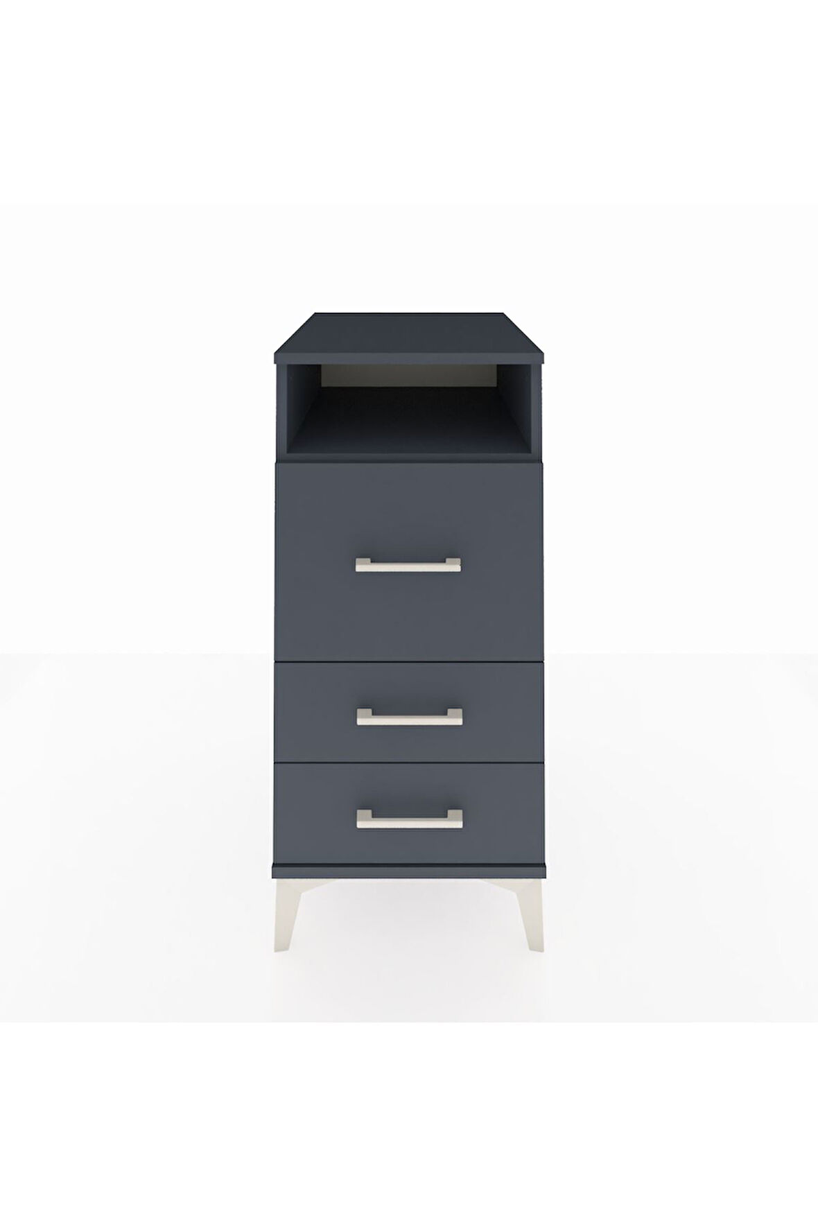 Kronos Komodin Tek Raflı 3 Çekmeceli 44x59x96 Antrasit-Antrasit