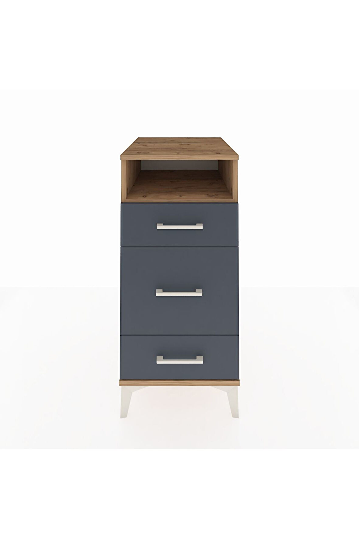 Kronos Komodin Tek Raflı 3 Çekmeceli 44x59x96 Çam-Antrasit