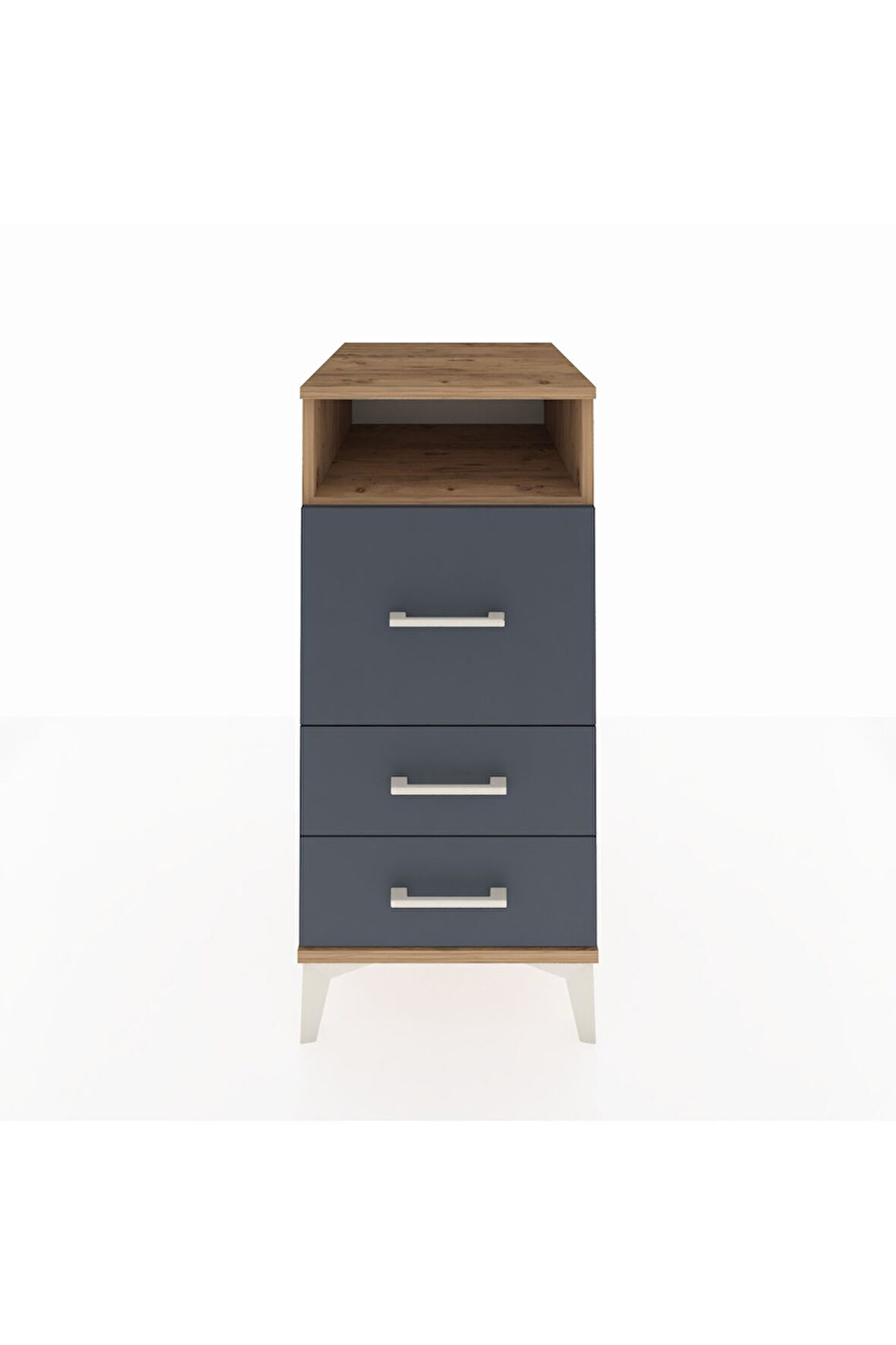 Kronos Komodin Tek Raflı 3 Çekmeceli 44x59x96 Çam-Antrasit