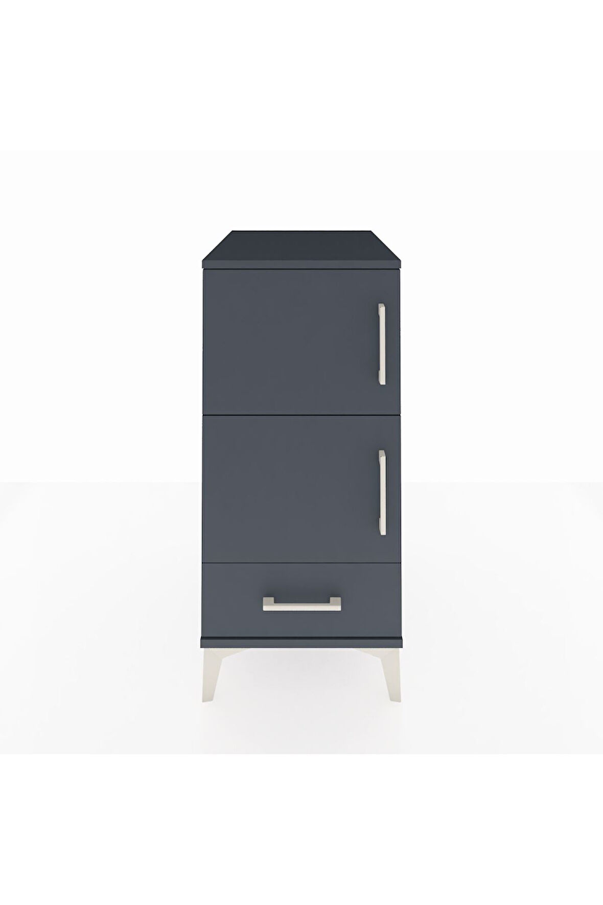 Kronos Komodin 4 Raflı Tek Çekmeceli Tek Kapaklı 44x59x96 Antrasit-Antrasit