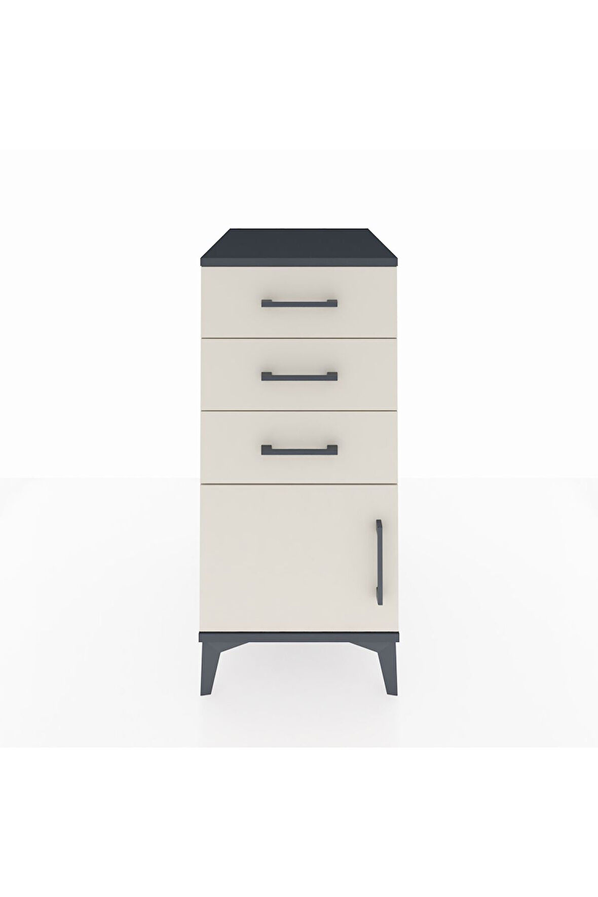 Kronos Komodin 3 Çekmeceli Tek Kapaklı 44x59x96 Antrasit-Aytaşı