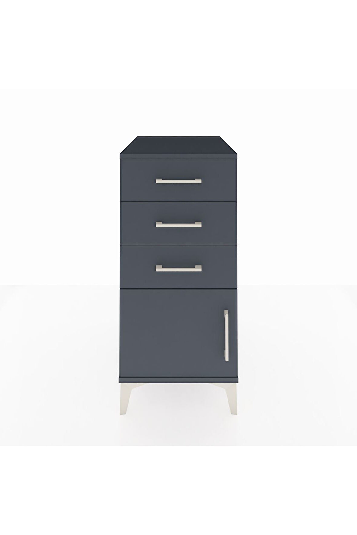 Kronos Komodin 3 Çekmeceli Tek Kapaklı 44x59x96 Antrasit-Antrasit