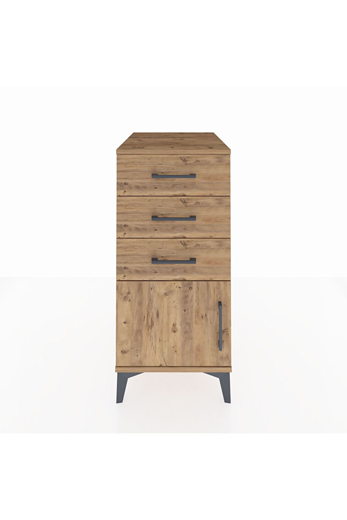 Kronos Komodin 3 Çekmeceli Tek Kapaklı 44x59x96 Çam-Çam