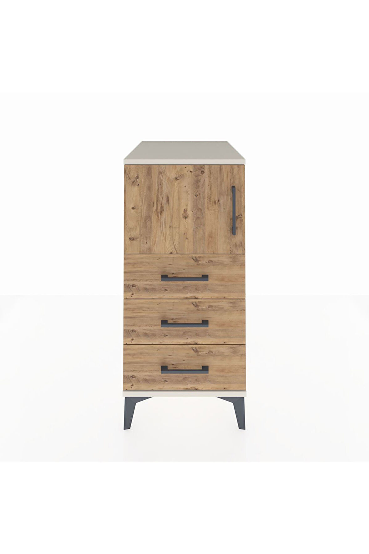 Kronos Komodin Tek Raflı 3 Çekmeceli Tek Kapaklı 44x59x96 Aytaşı-Çam