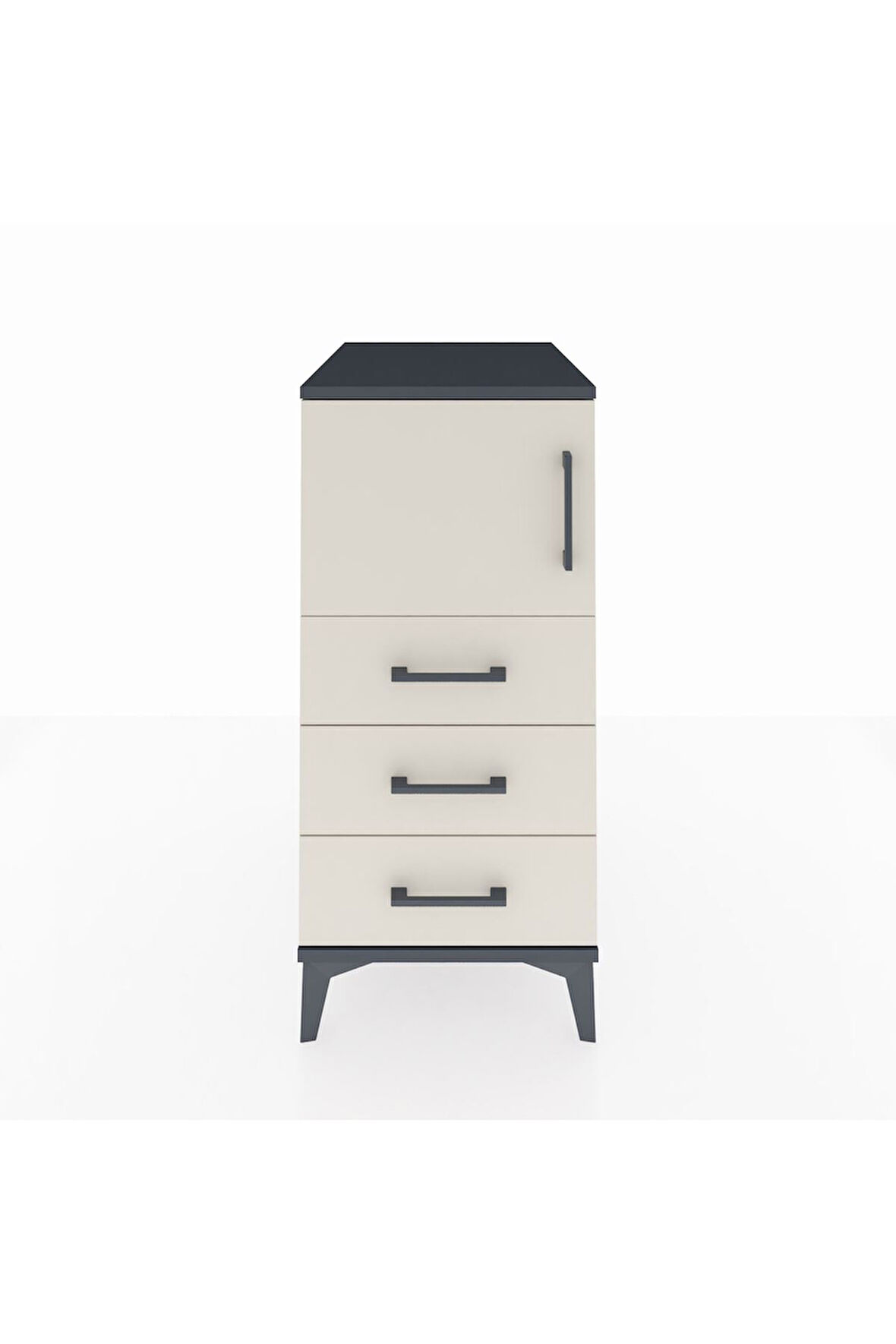 Kronos Komodin Tek Raflı 3 Çekmeceli Tek Kapaklı 44x59x96 Antrasit-Aytaşı