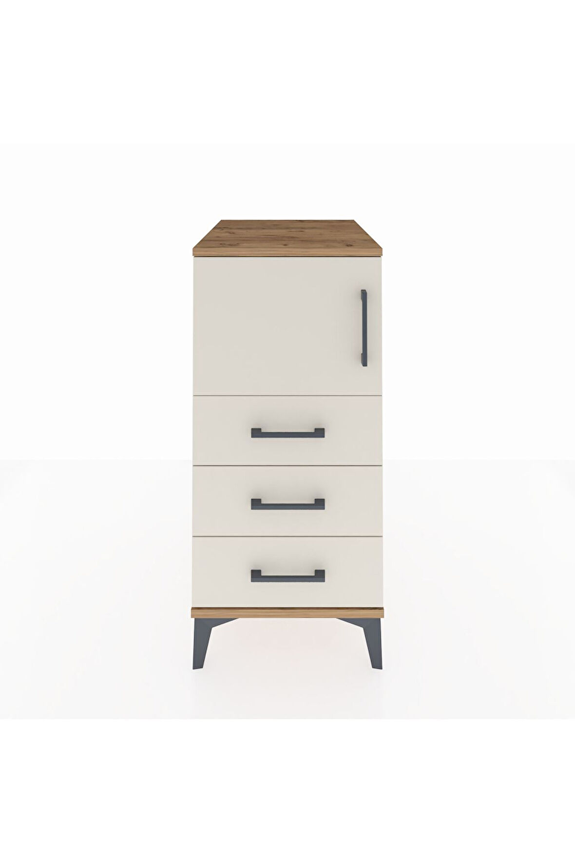 Kronos Komodin Tek Raflı 3 Çekmeceli Tek Kapaklı 44x59x96 Çam-Aytaşı