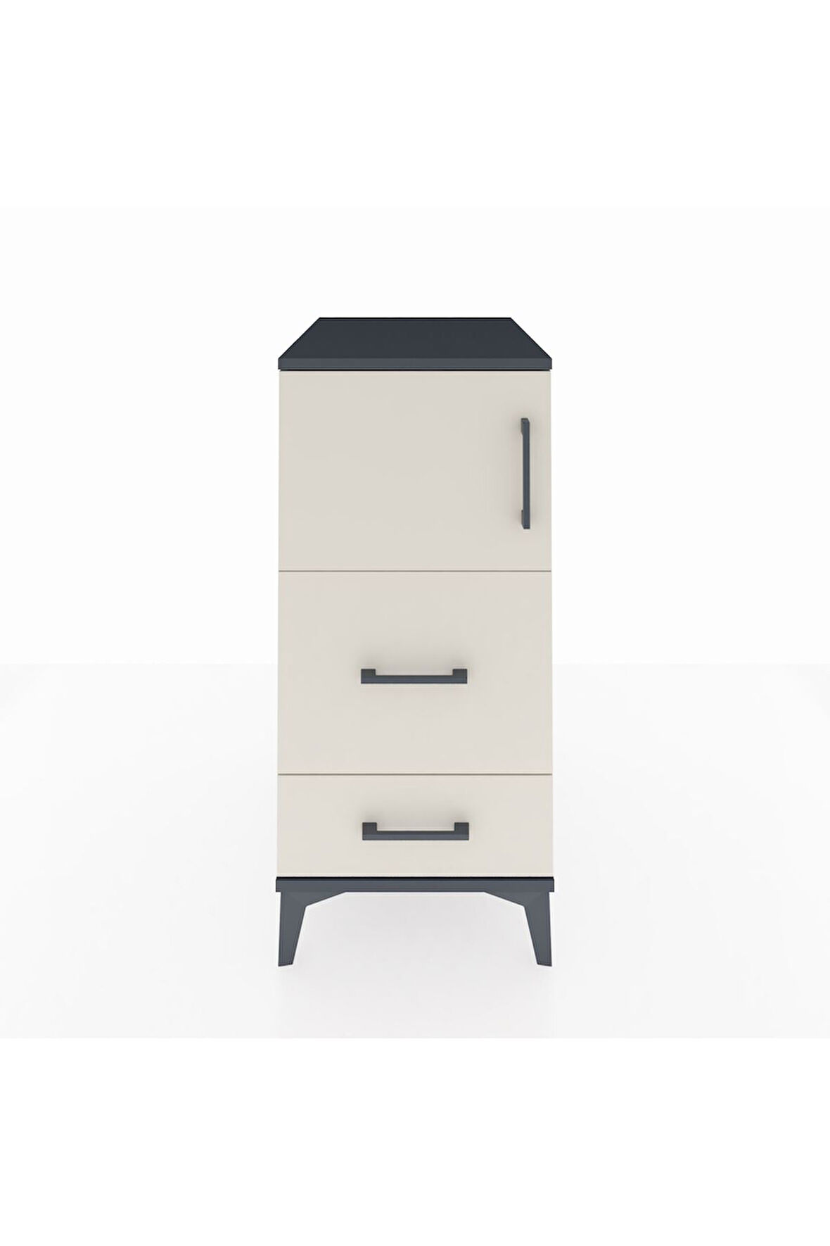 Kronos Komodin Tek Raflı 2 Çekmeceli Tek Kapaklı 44x59x96 Antrasit-Aytaşı