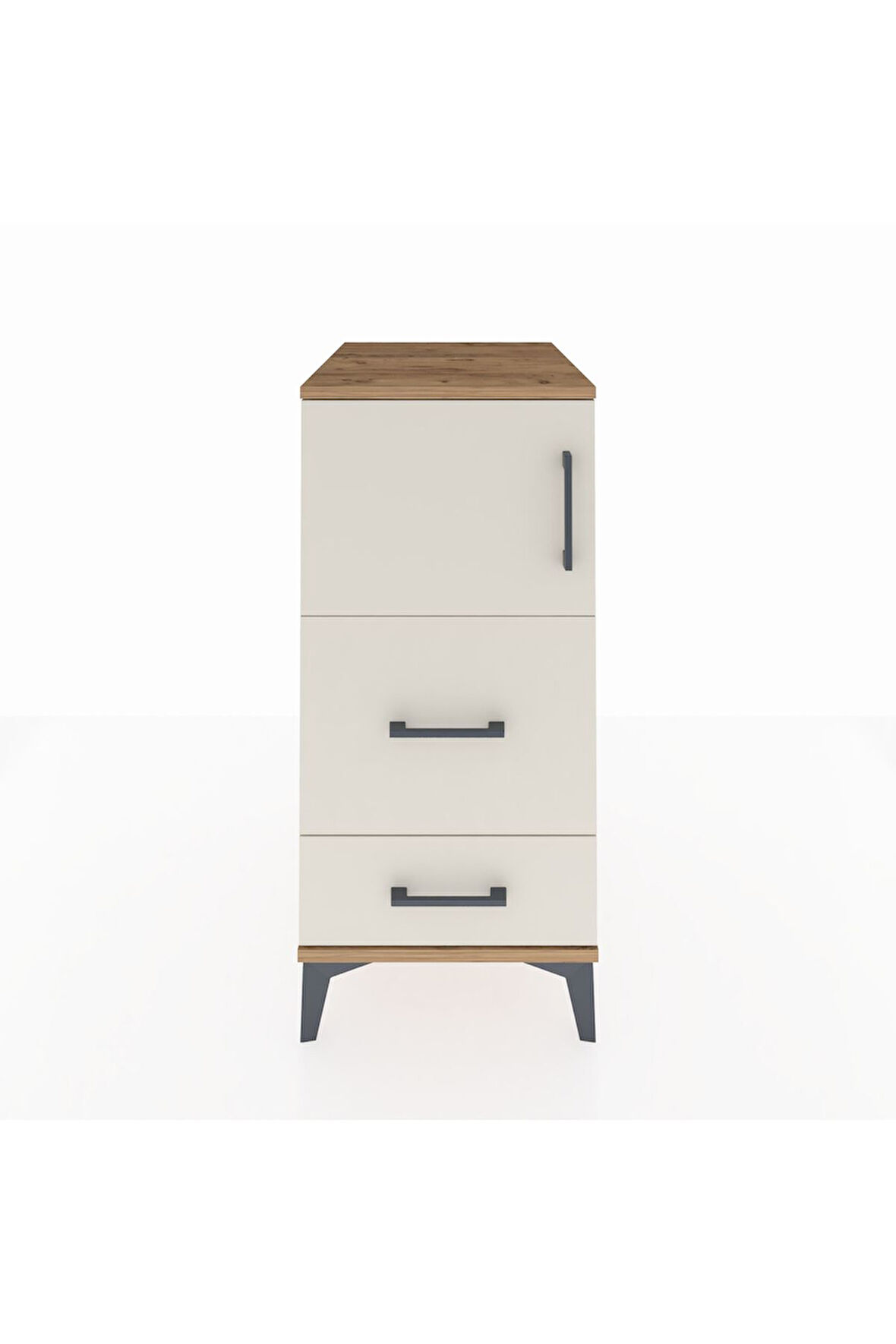 Kronos Komodin Tek Raflı 2 Çekmeceli Tek Kapaklı 44x59x96 Çam-Aytaşı