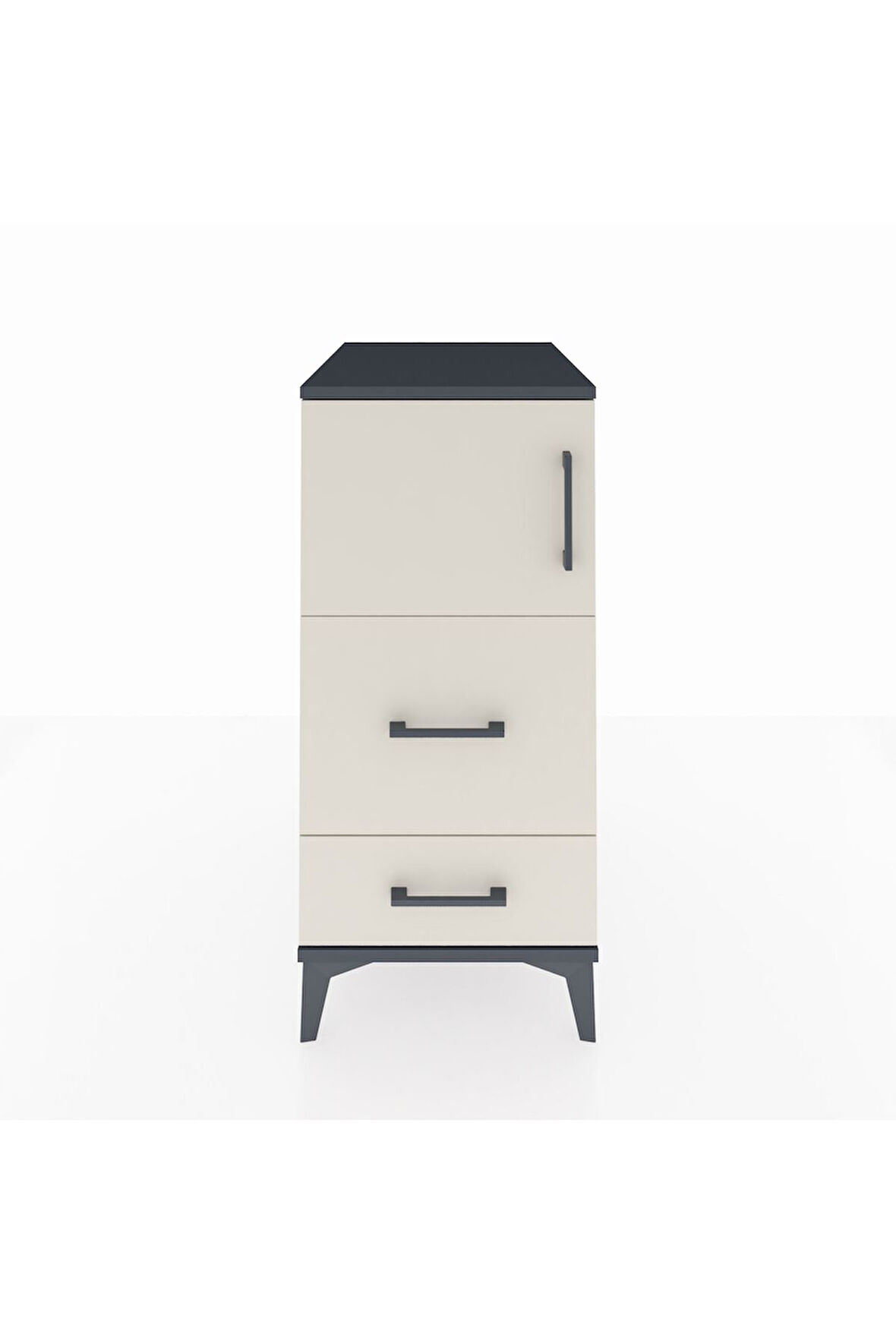 Kronos Komodin Tek Raflı 2 Çekmeceli Tek Kapaklı 44x59x96 Antrasit-Aytaşı