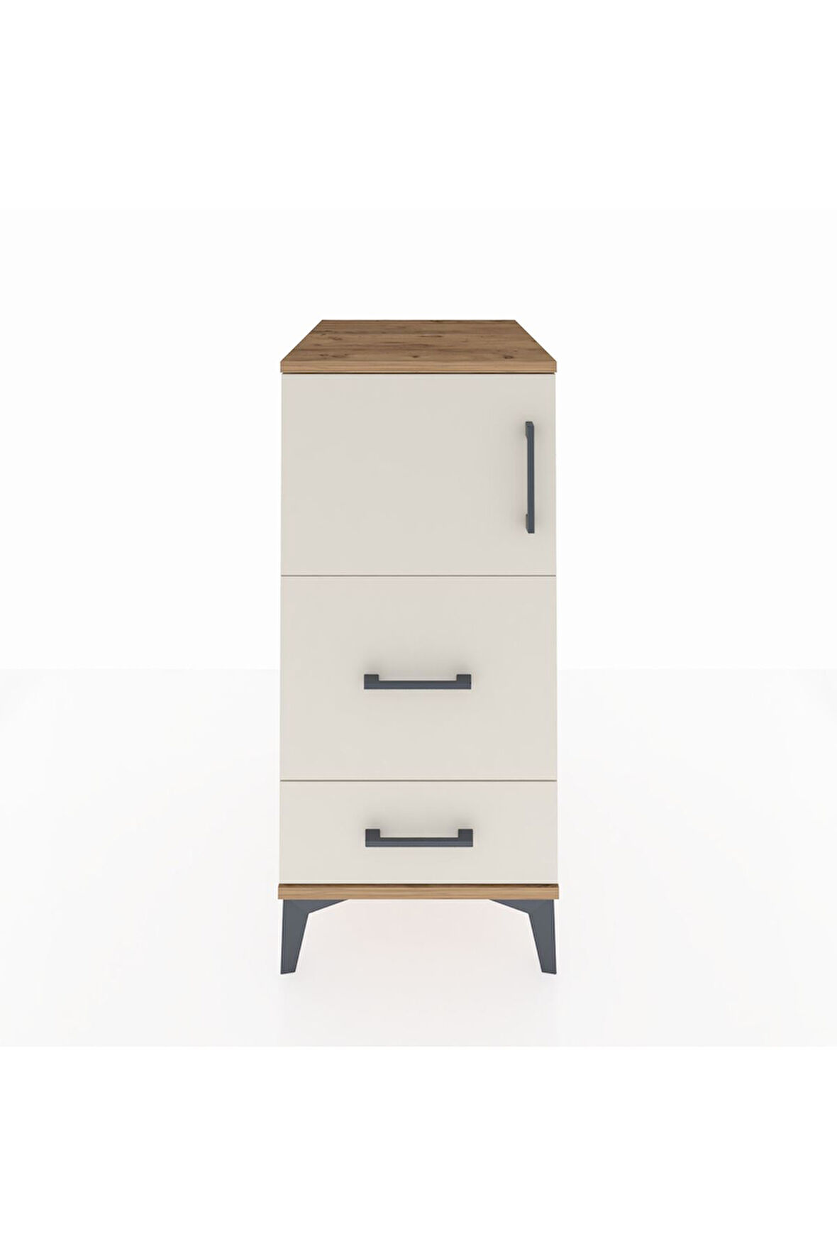 Kronos Komodin Tek Raflı 2 Çekmeceli Tek Kapaklı 44x59x96 Çam-Aytaşı