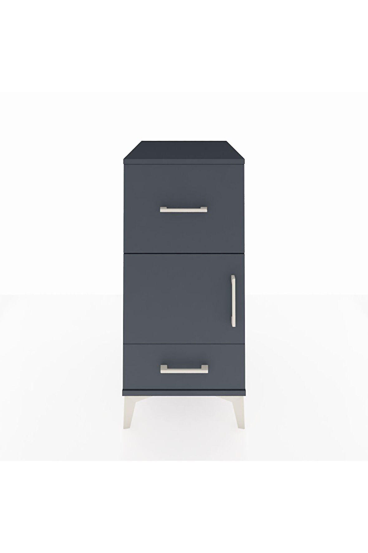 Kronos Komodin Tek Raflı 2 Çekmeceli Tek Kapaklı 44x59x96 Antrasit-Antrasit