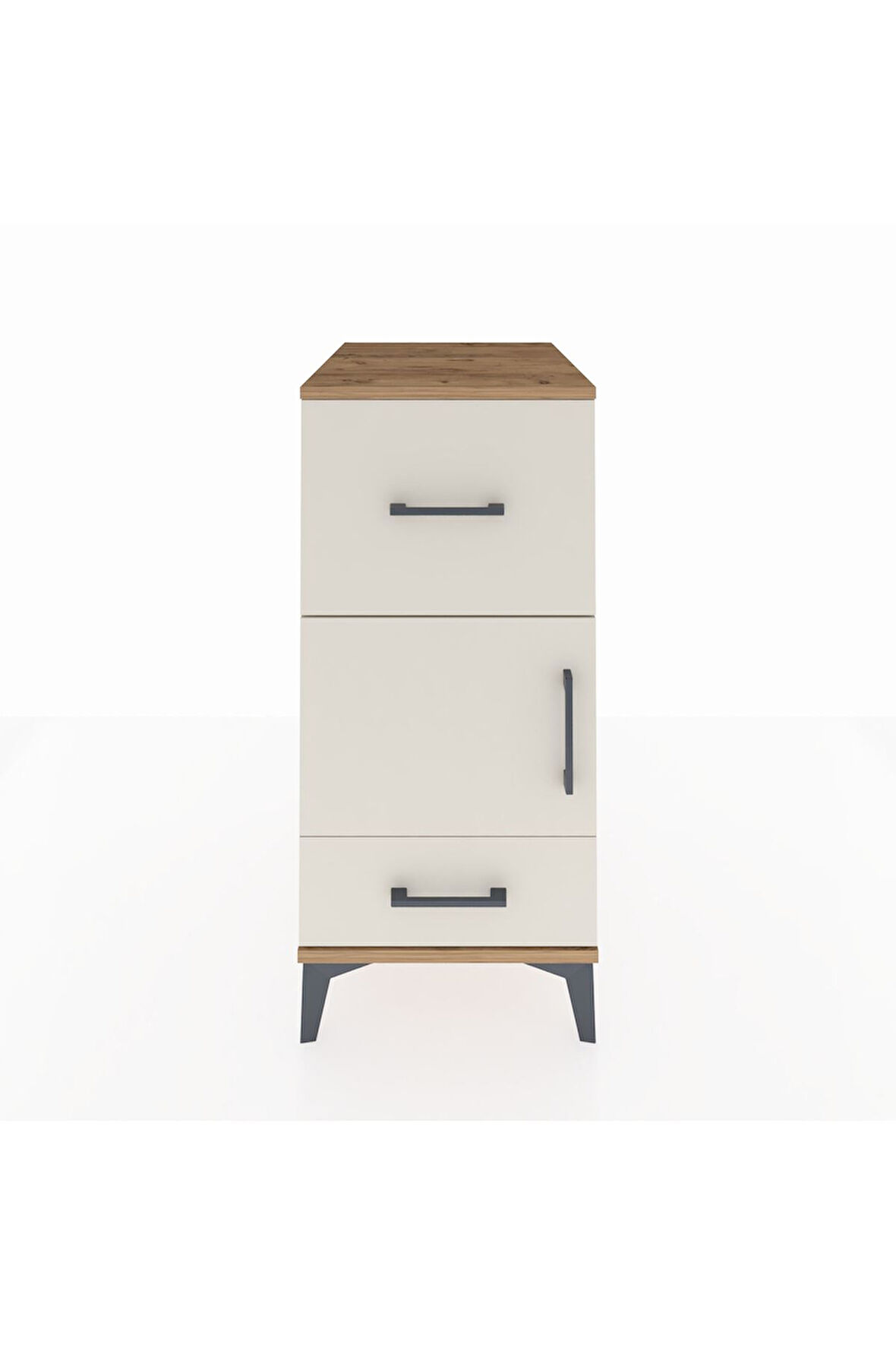 Kronos Komodin Tek Raflı 2 Çekmeceli Tek Kapaklı 44x59x96 Çam-Aytaşı