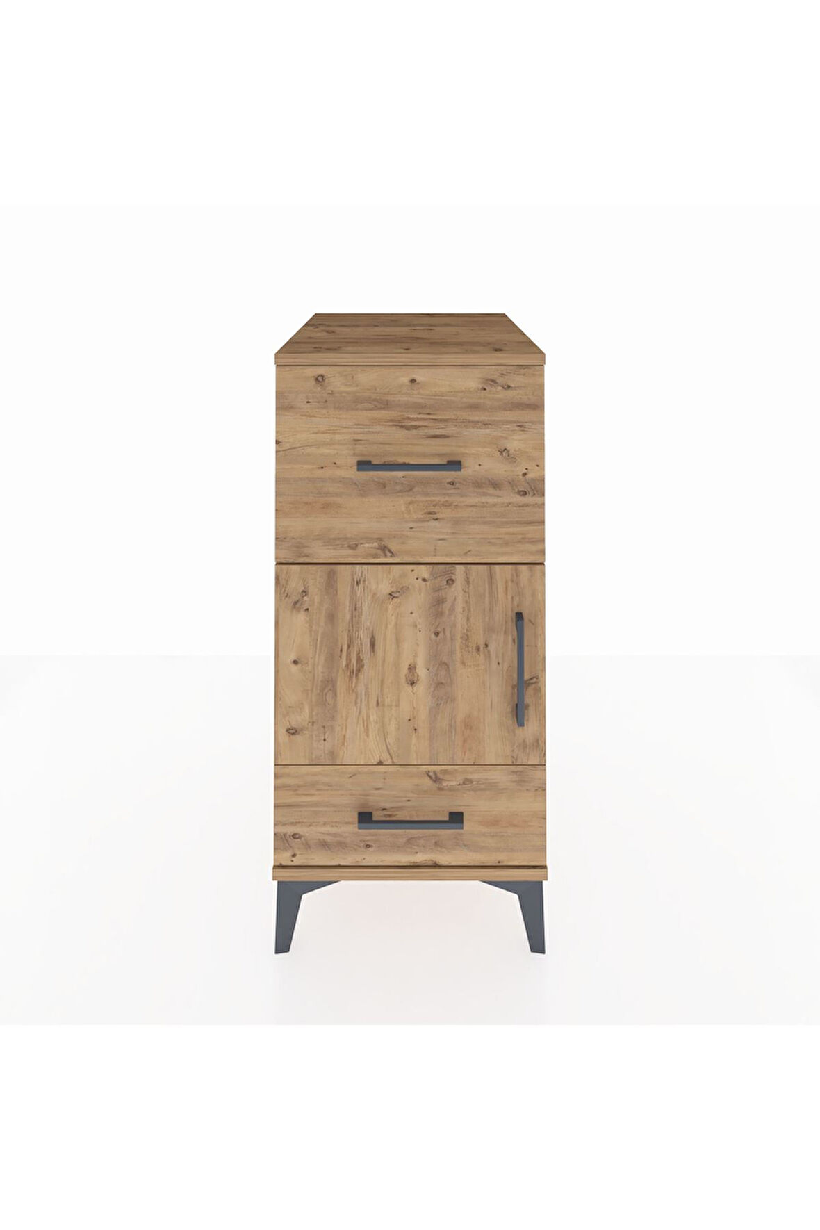 Kronos Komodin Tek Raflı 2 Çekmeceli Tek Kapaklı 44x59x96 Çam-Çam