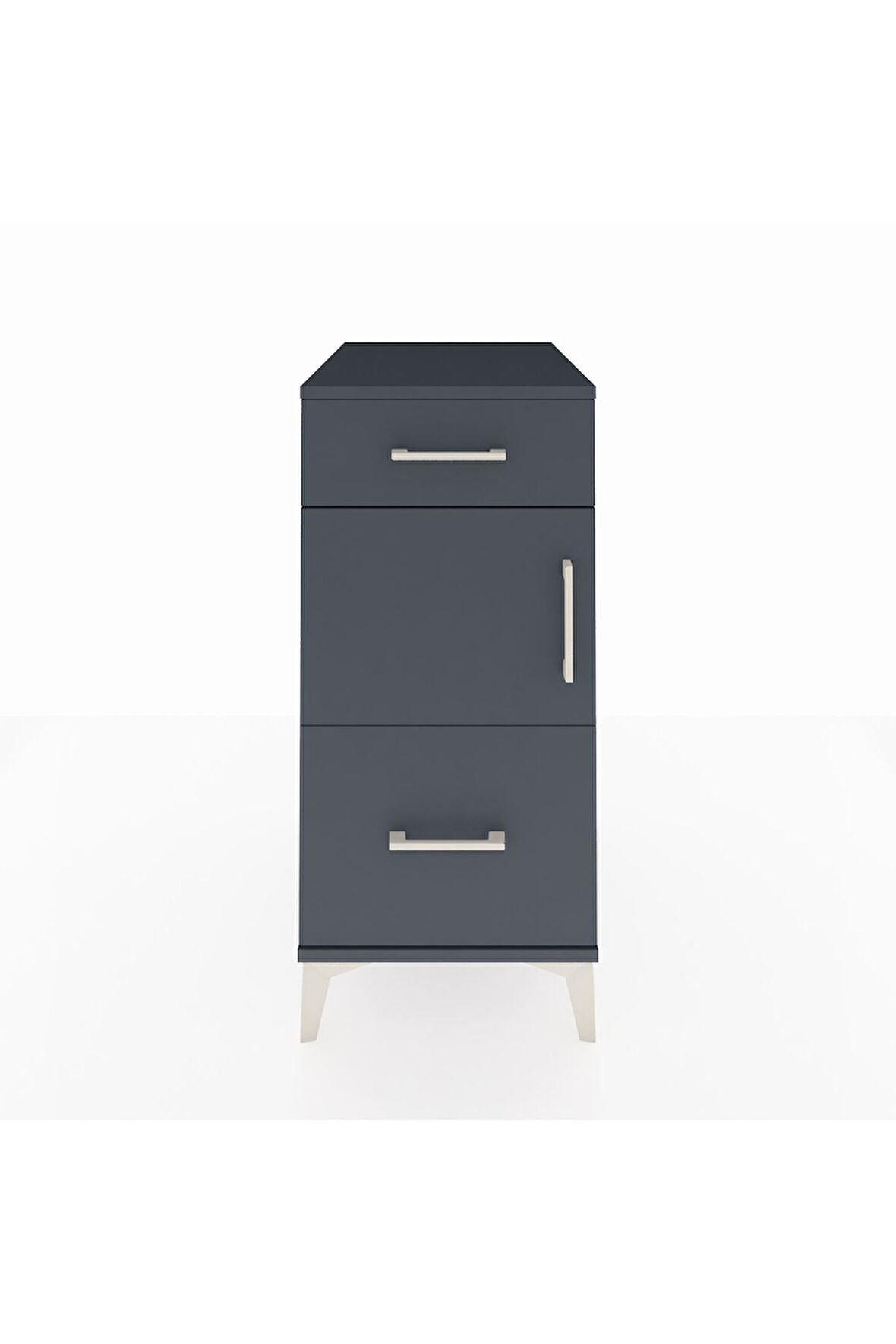 Kronos Komodin Tek Raflı 2 Çekmeceli Tek Kapaklı 44x59x96 Antrasit-Antrasit