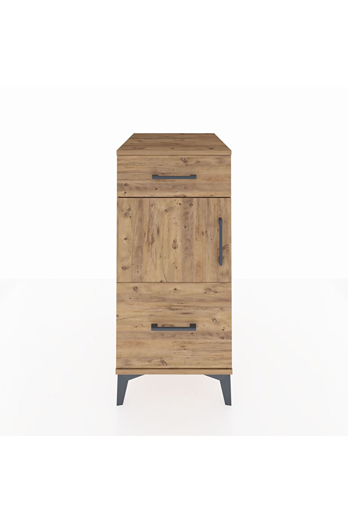 Kronos Komodin Tek Raflı 2 Çekmeceli Tek Kapaklı 44x59x96 Çam-Çam