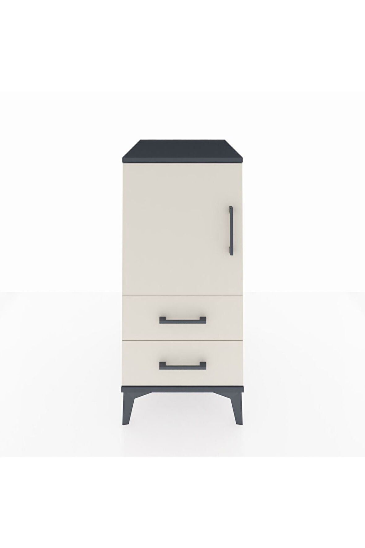 Kronos Komodin 2 Raflı 2 Çekmeceli Tek Kapaklı 44x59x96 Antrasit-Aytaşı