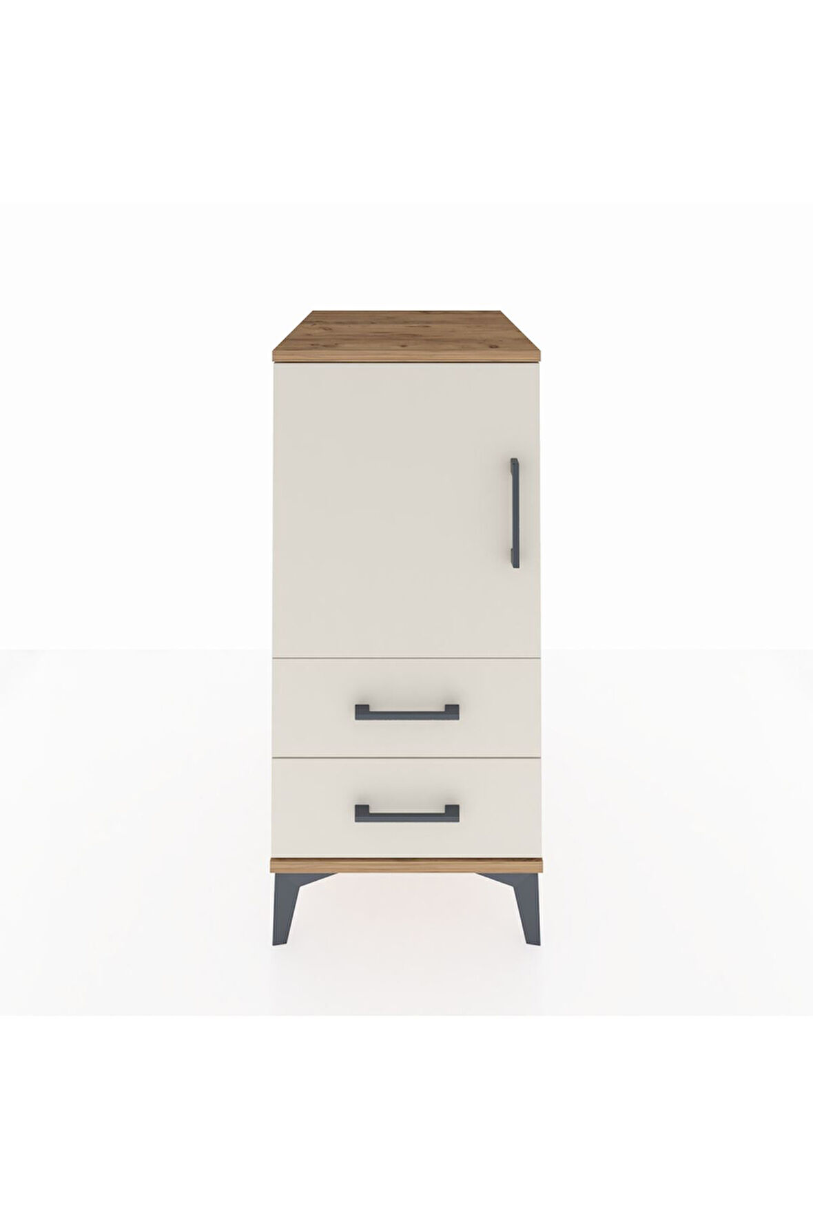 Kronos Komodin 2 Raflı 2 Çekmeceli Tek Kapaklı 44x59x96 Çam-Aytaşı