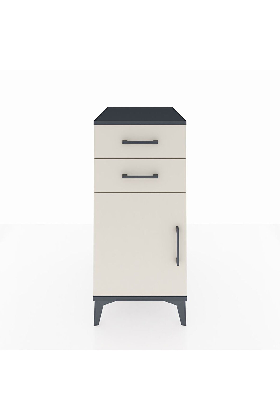 Kronos Komodin Tek Raflı 2 Çekmeceli Tek Kapaklı 44x59x96 Antrasit-Aytaşı