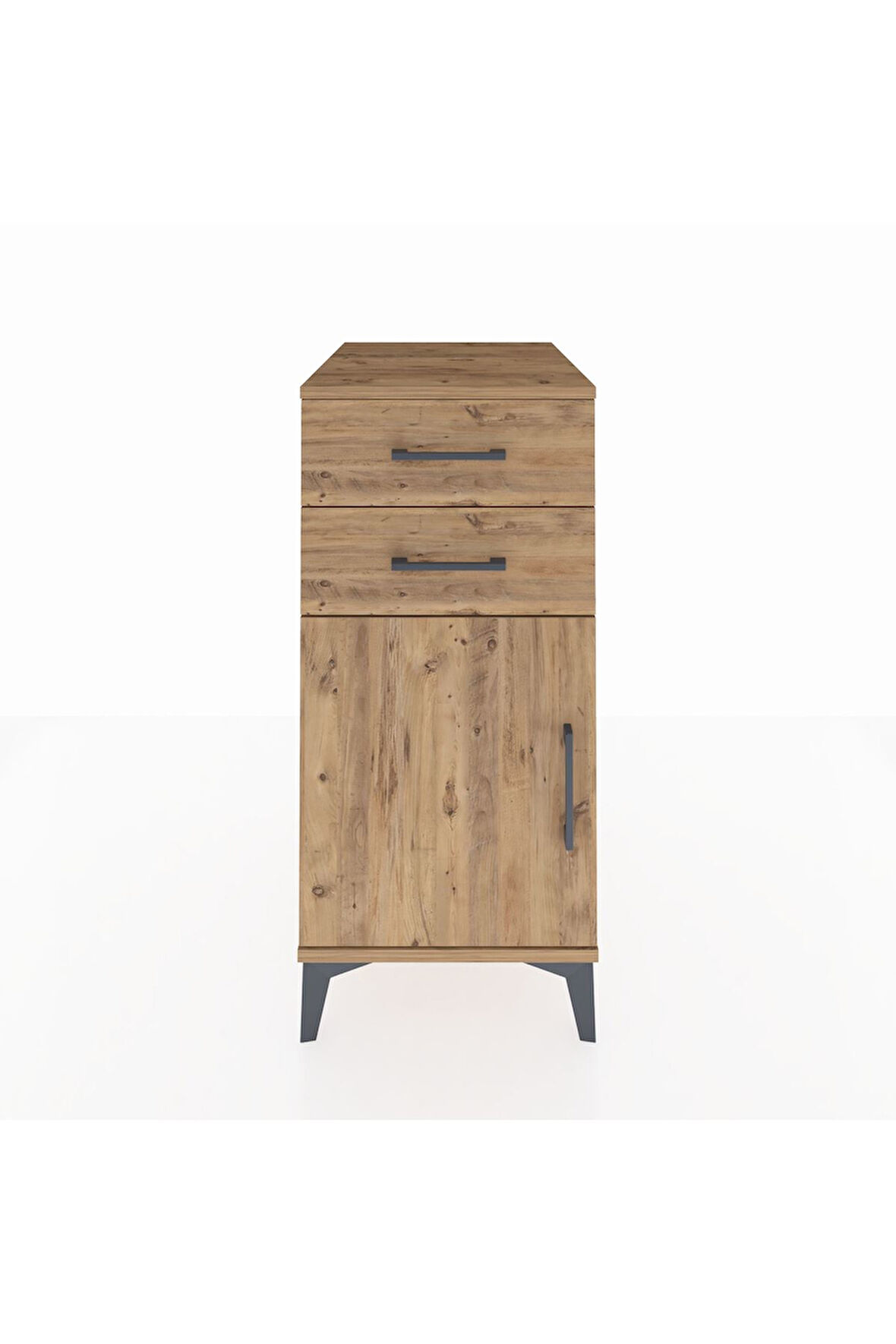 Kronos Komodin Tek Raflı 2 Çekmeceli Tek Kapaklı 44x59x96 Çam-Çam