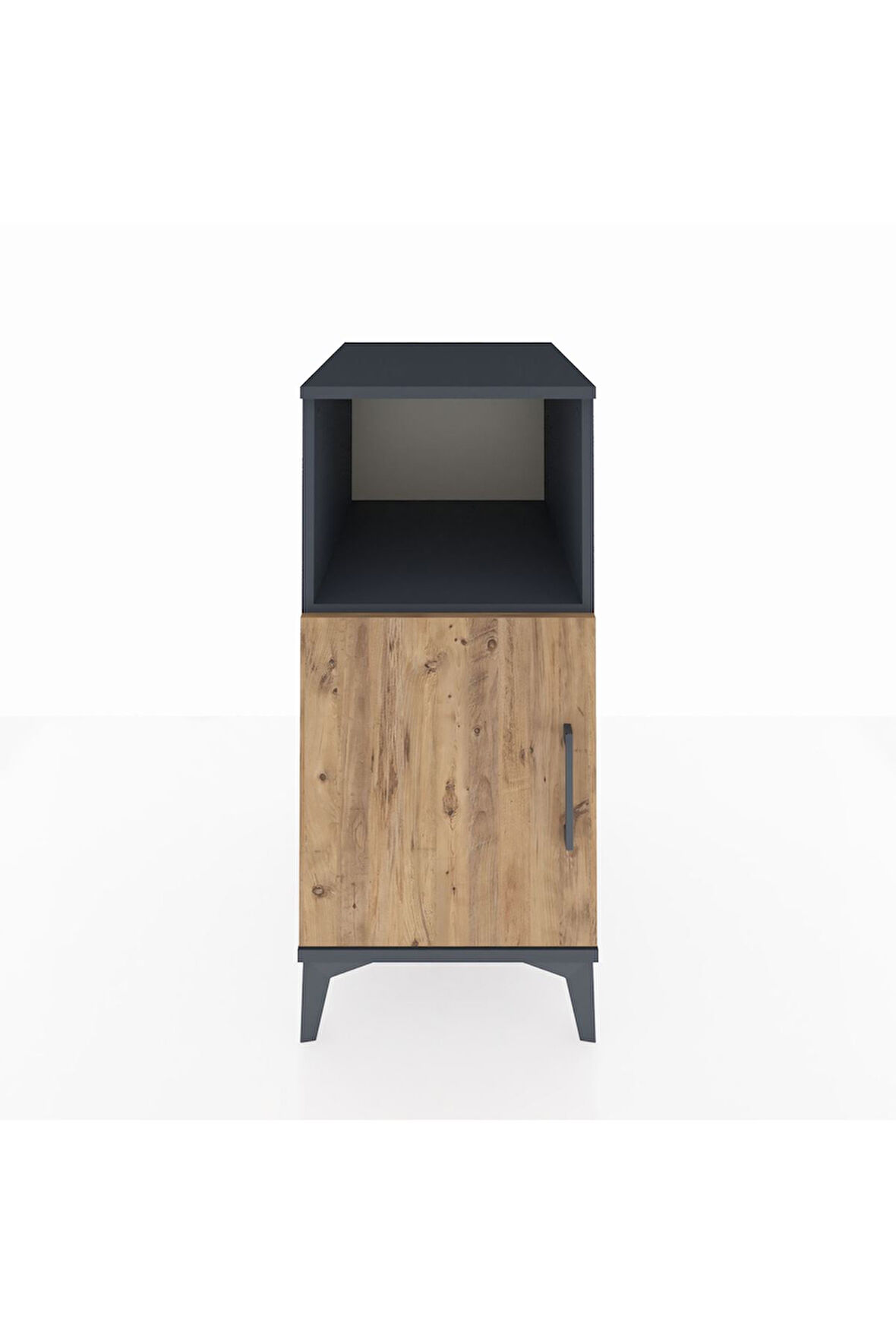 Kronos Komodin 2 Raflı Tek Kapaklı 44x59x96 Antrasit-Çam