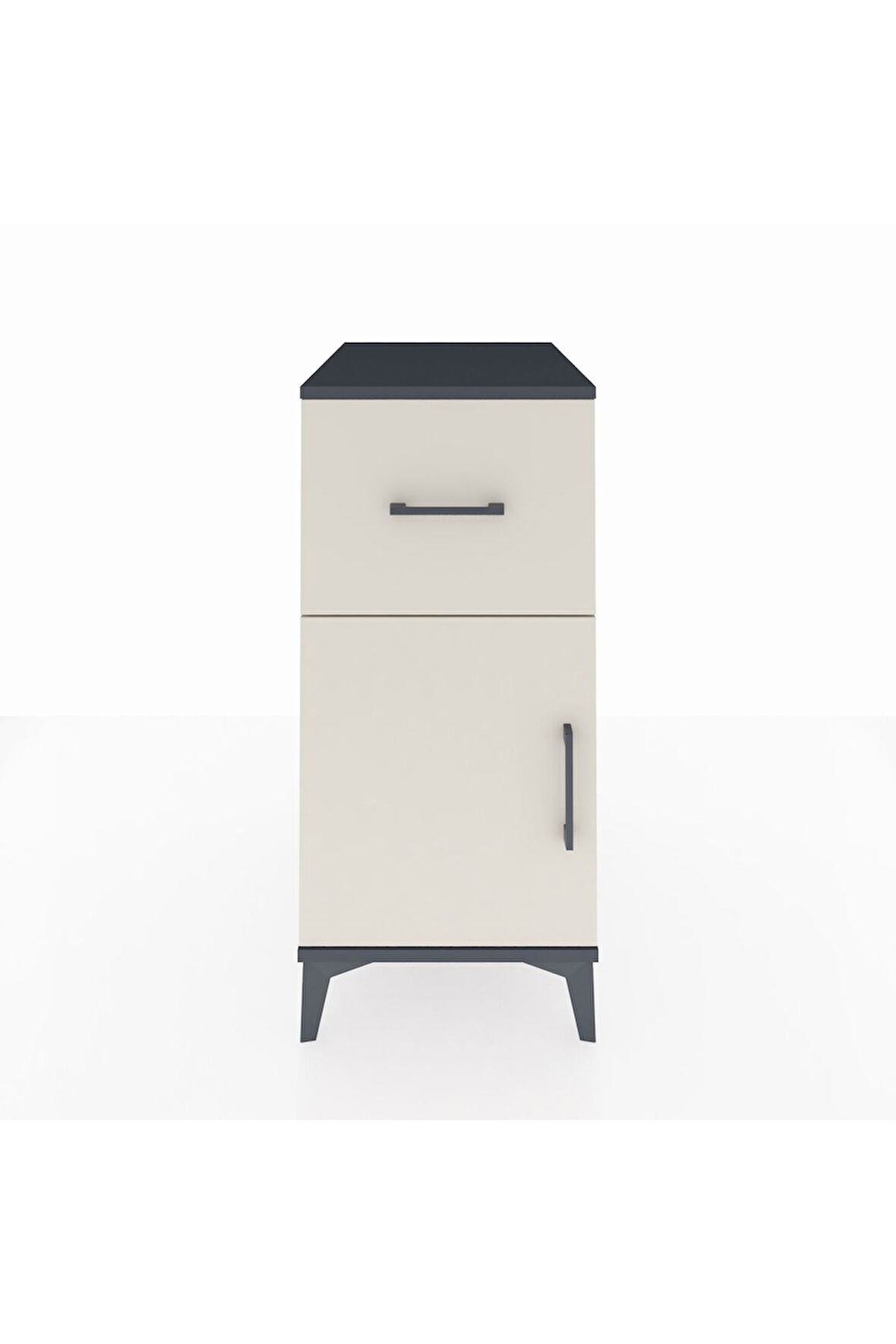 Kronos Komodin Tek Raflı Tek Çekmeceli Tek Kapaklı 44x59x96 Antrasit-Aytaşı