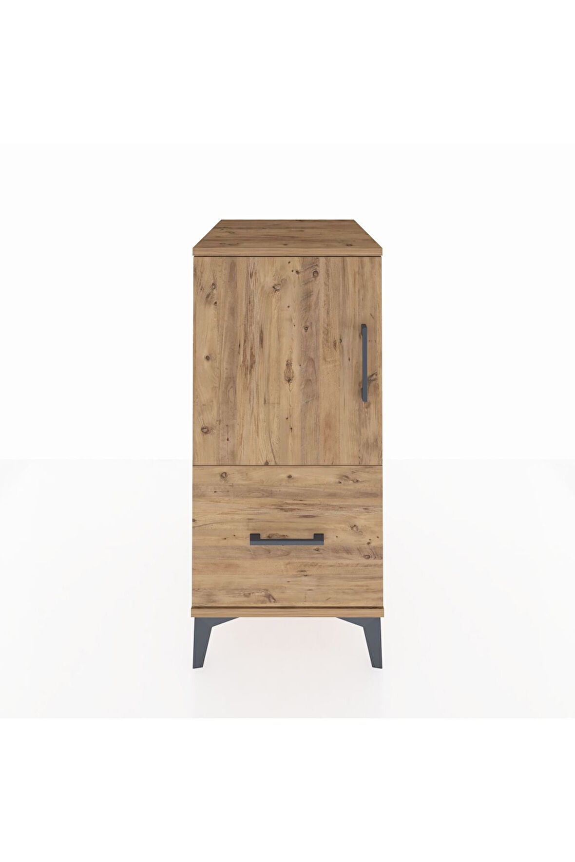 Kronos Komodin 2 Raflı Tek Çekmeceli Tek Kapaklı 44x59x96 Çam-Çam