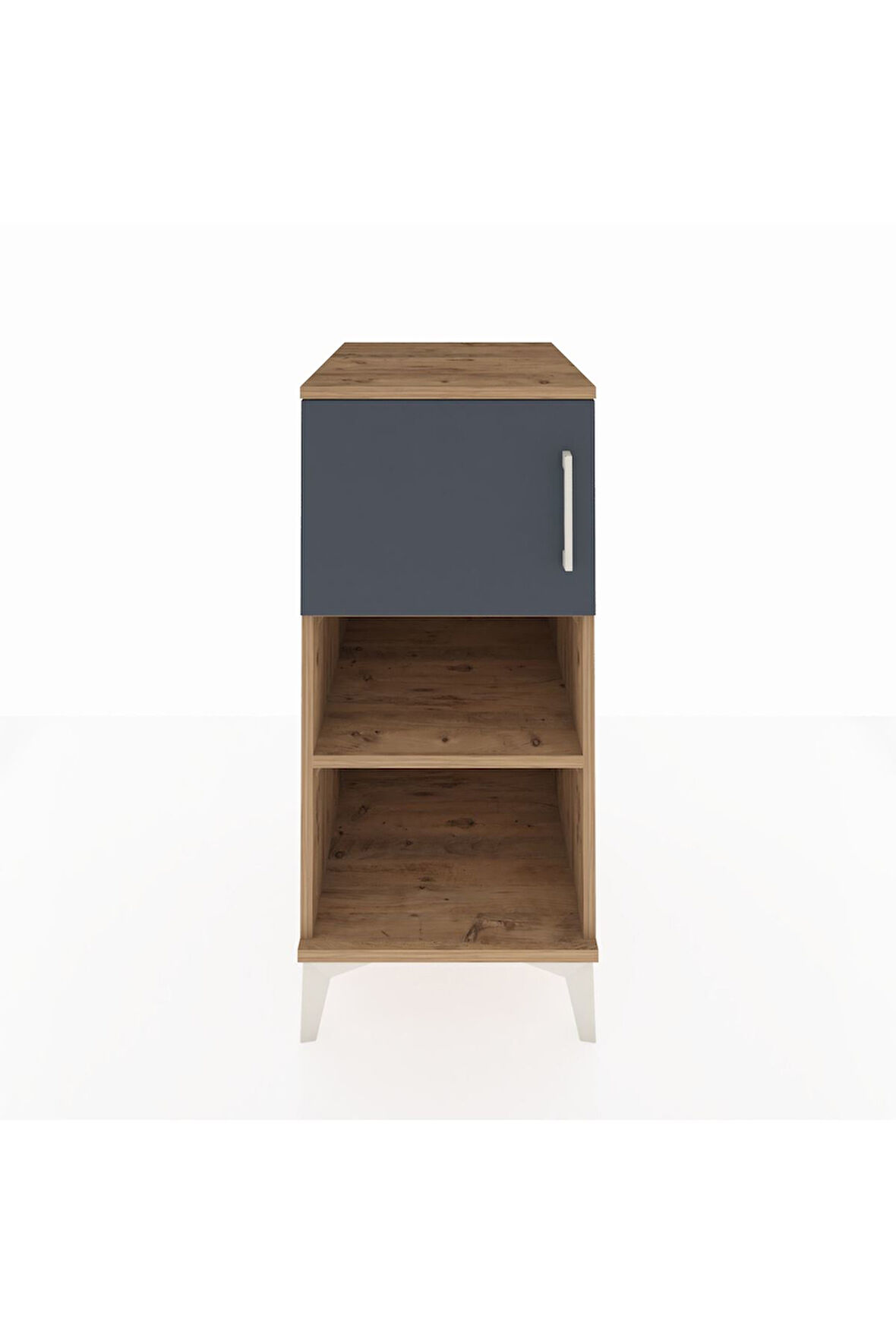 Kronos Komodin 2 Raflı Tek Kapaklı 44x59x96 Çam-Antrasit