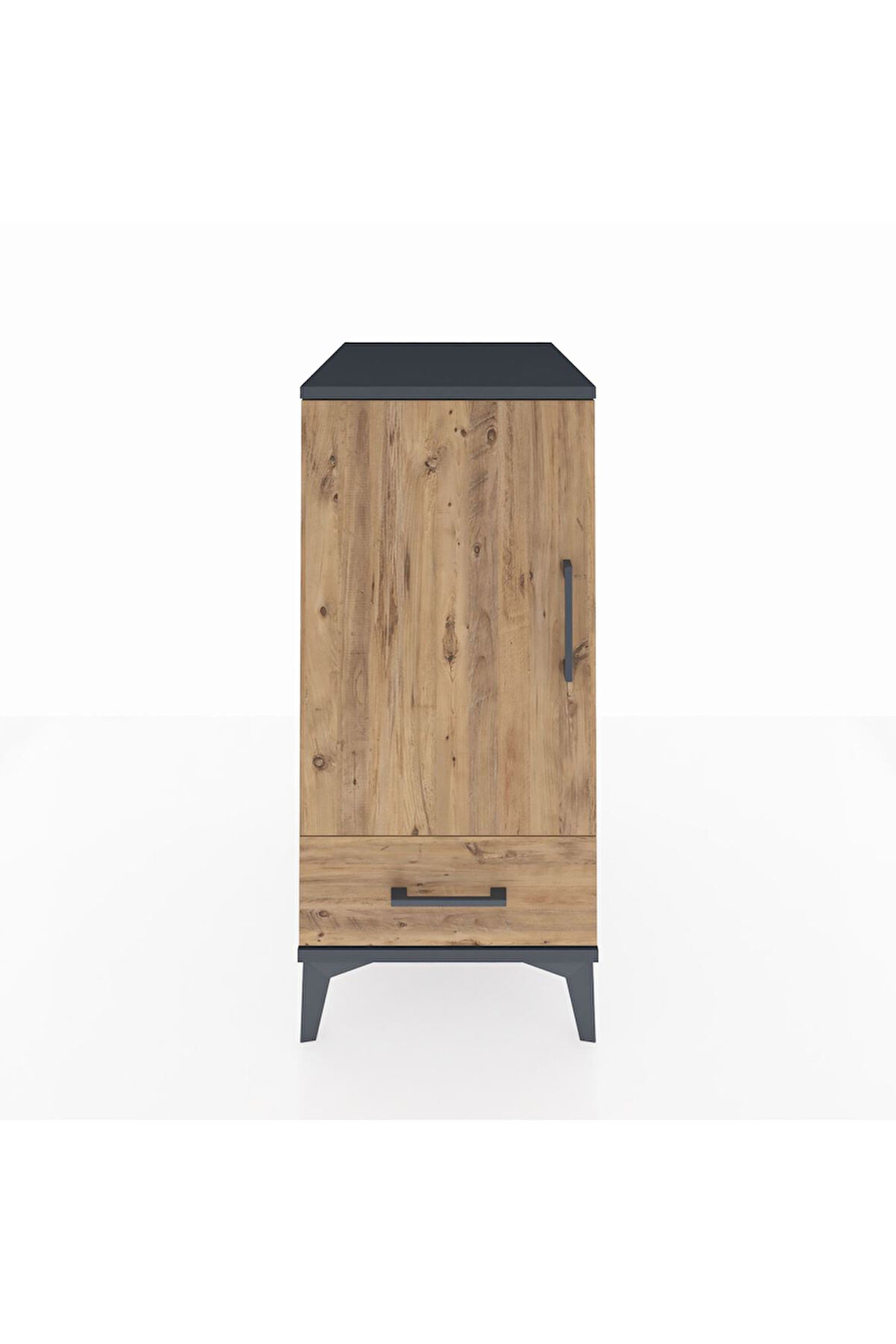 Kronos Komodin 3 Raflı Tek Çekmeceli Tek Kapaklı 44x59x96 Antrasit-Çam