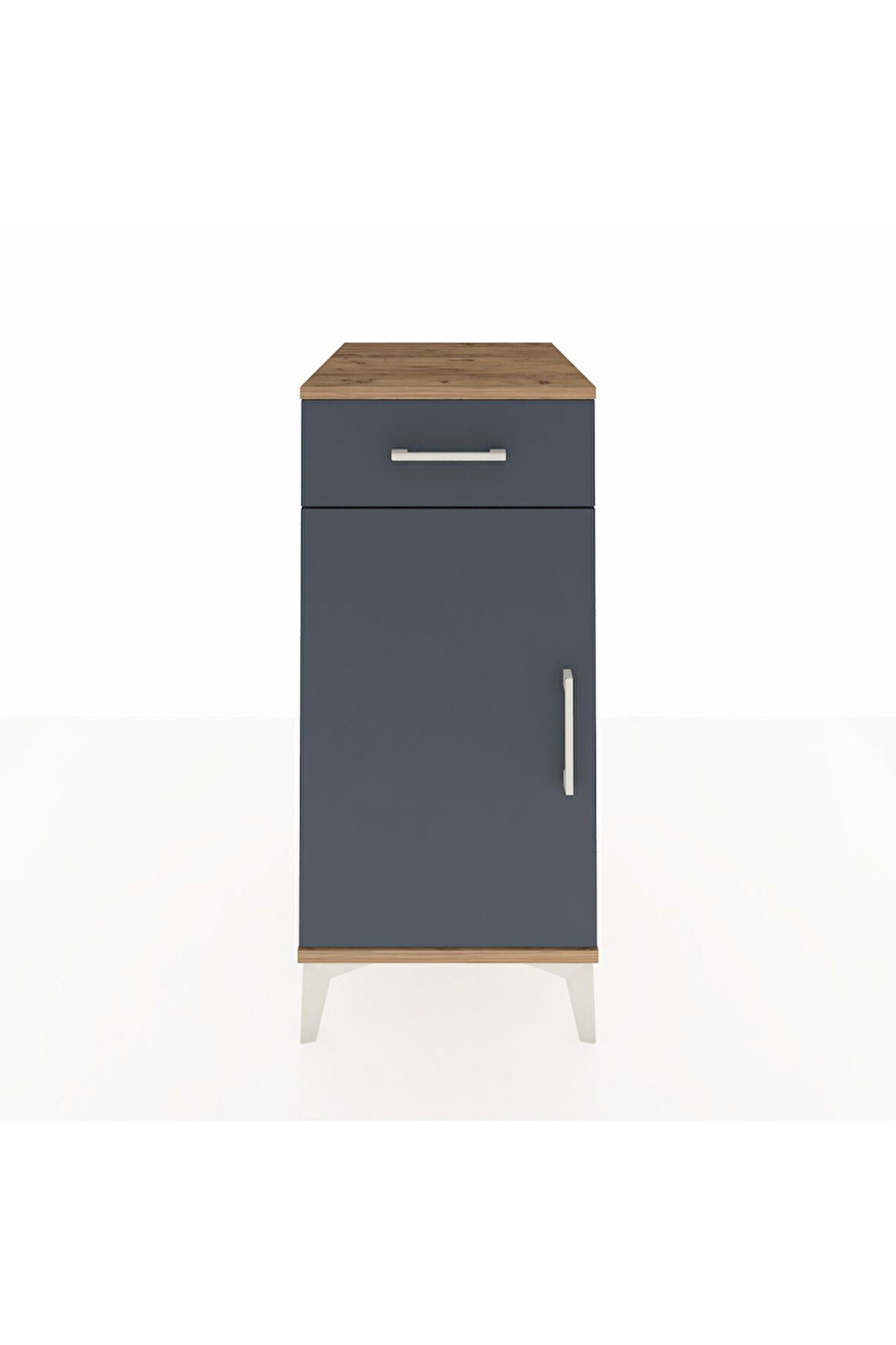 Kronos Komodin 2 Raflı Tek Çekmeceli Tek Kapaklı 44x59x96 Çam-Antrasit