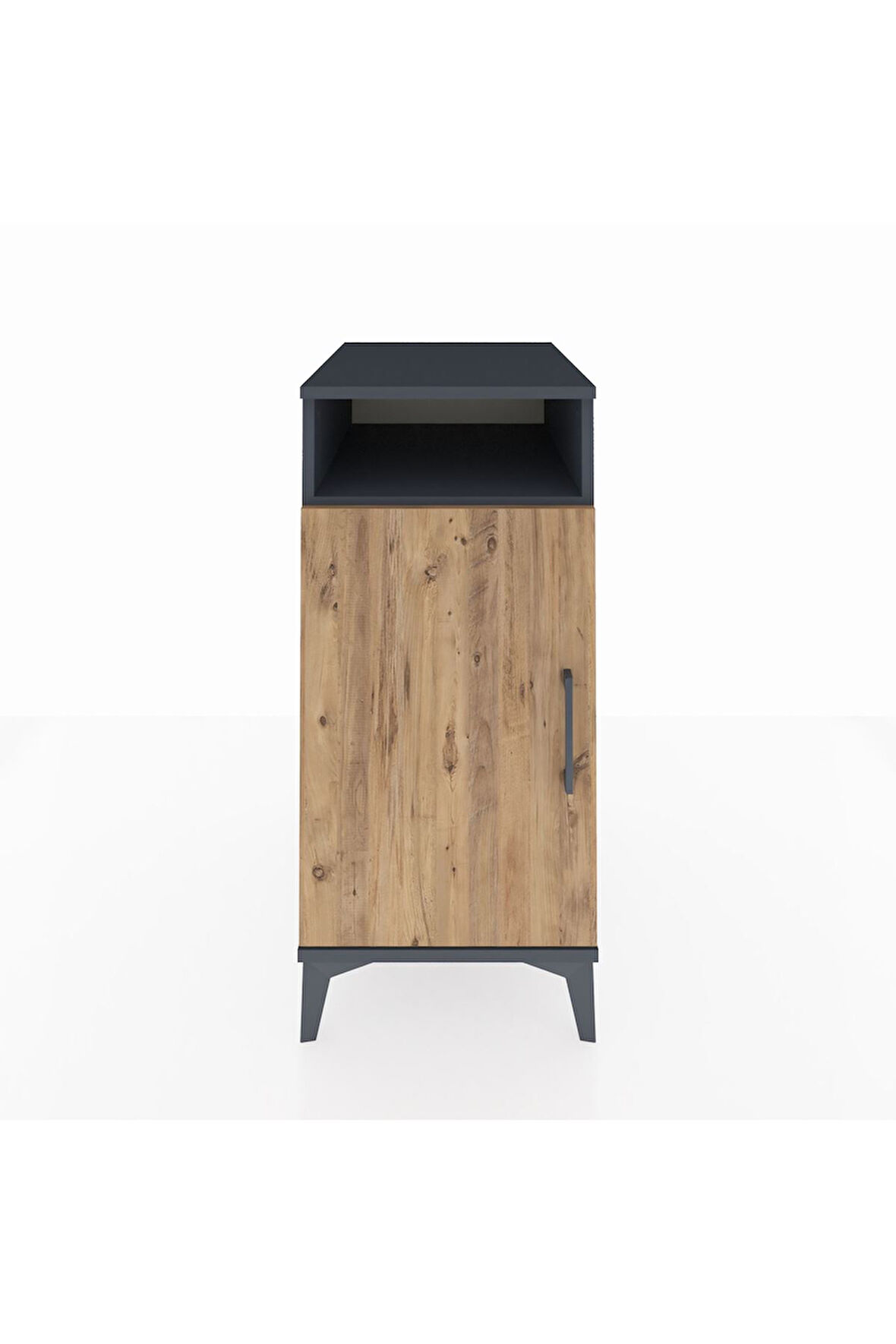 Kronos Komodin 3 Raflı Tek Kapaklı 44x59x96 Antrasit-Çam