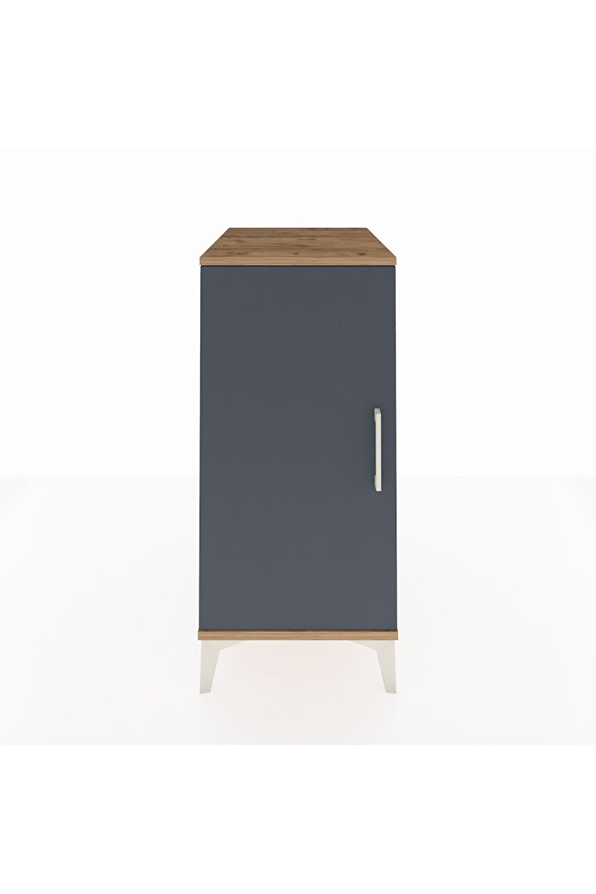 Kronos Komodin 2 Raflı Tek Kapaklı 44x59x96 Çam-Antrasit