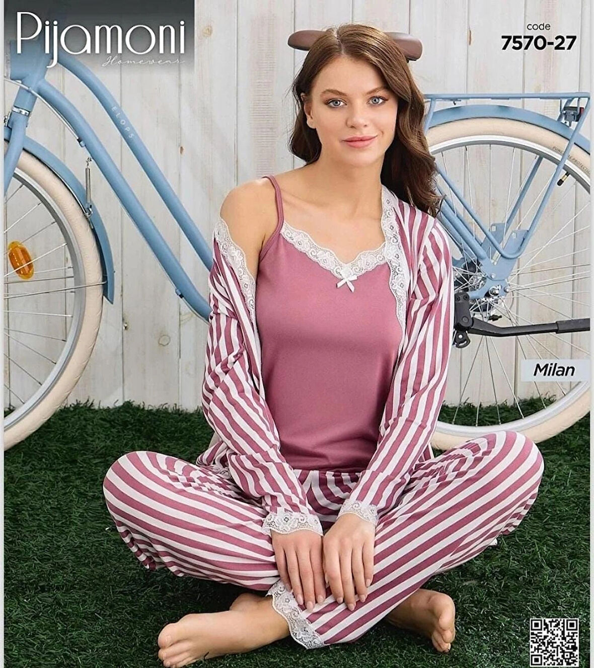 Pijamoni MİLAN SABAHLIKLI 3 LÜ TAKIM