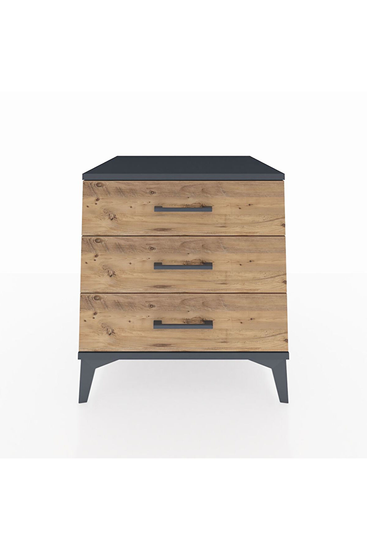 Kronos Komodin 3 Çekmeceli 60x59x64 Antrasit-Çam