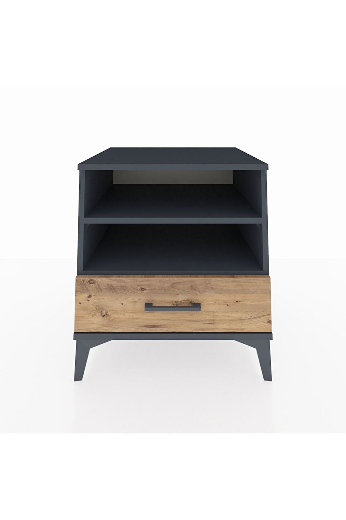 Kronos Komodin 2 Raflı Tek Çekmeceli 60x59x64 Antrasit-Çam