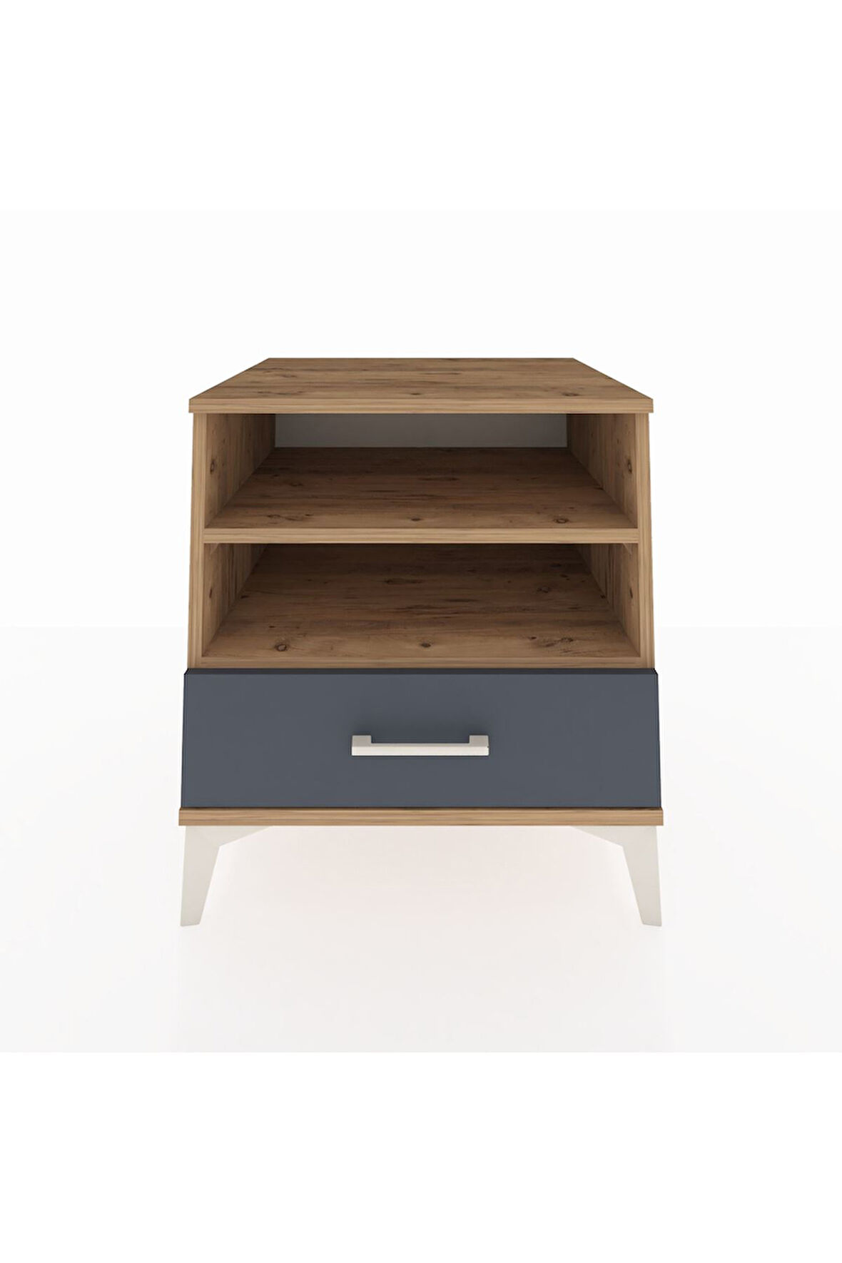 Kronos Komodin 2 Raflı Tek Çekmeceli 60x59x64 Çam-Antrasit