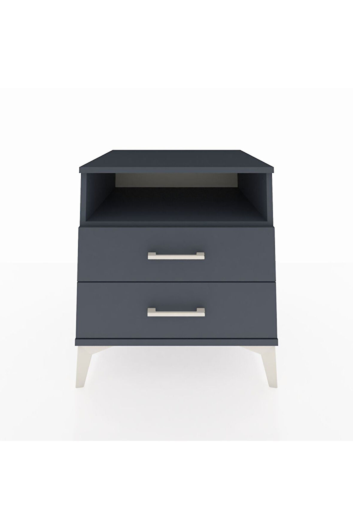 Kronos Komodin Tek Raflı 2 Çekmeceli 60x59x64 Antrasit-Antrasit