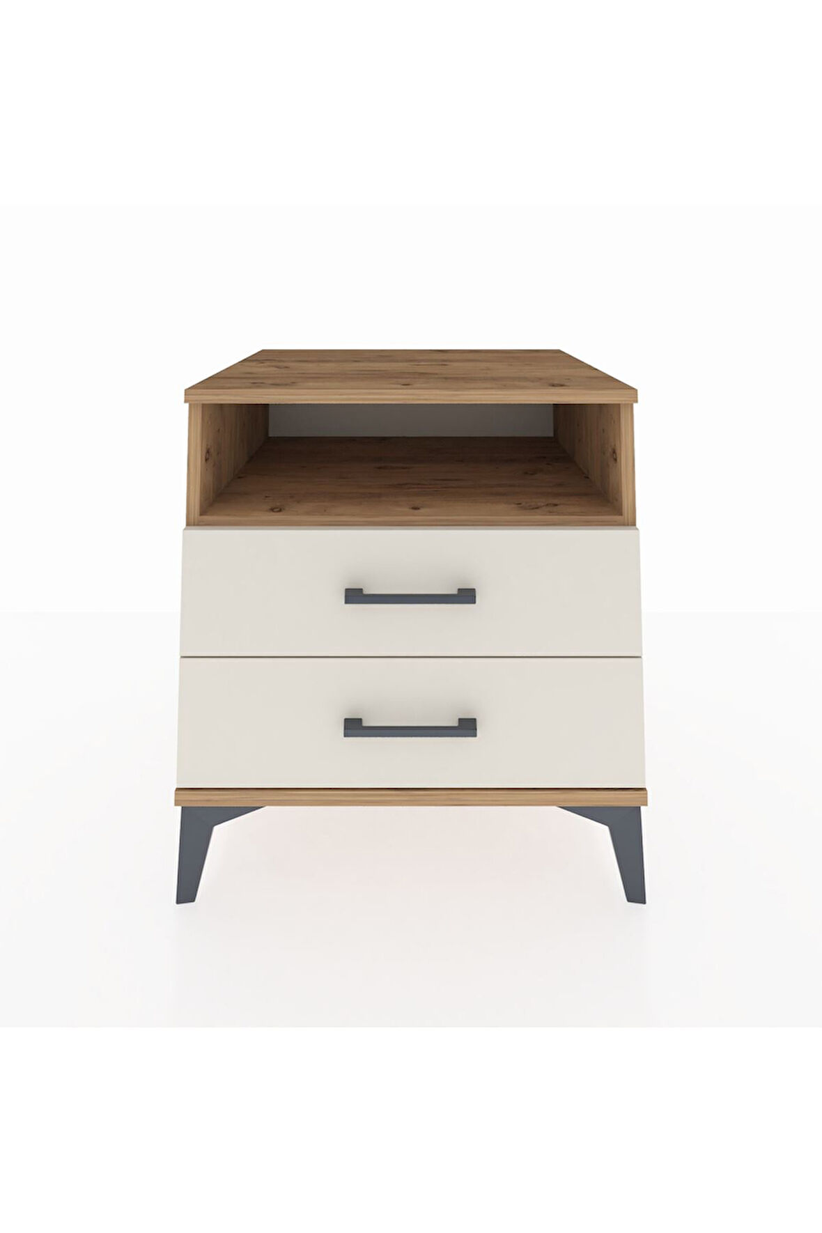 Kronos Komodin Tek Raflı 2 Çekmeceli 60x59x64 Çam-Aytaşı