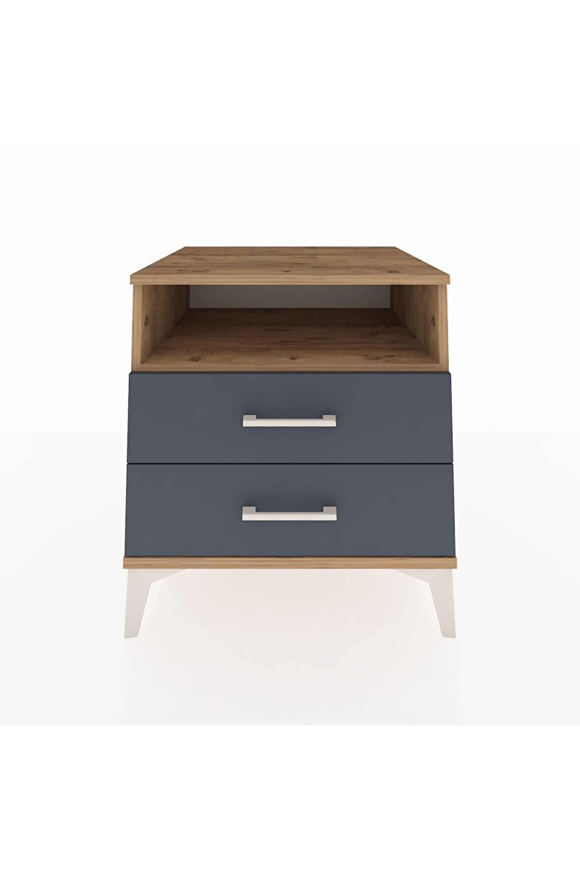 Kronos Komodin Tek Raflı 2 Çekmeceli 60x59x64 Çam-Antrasit