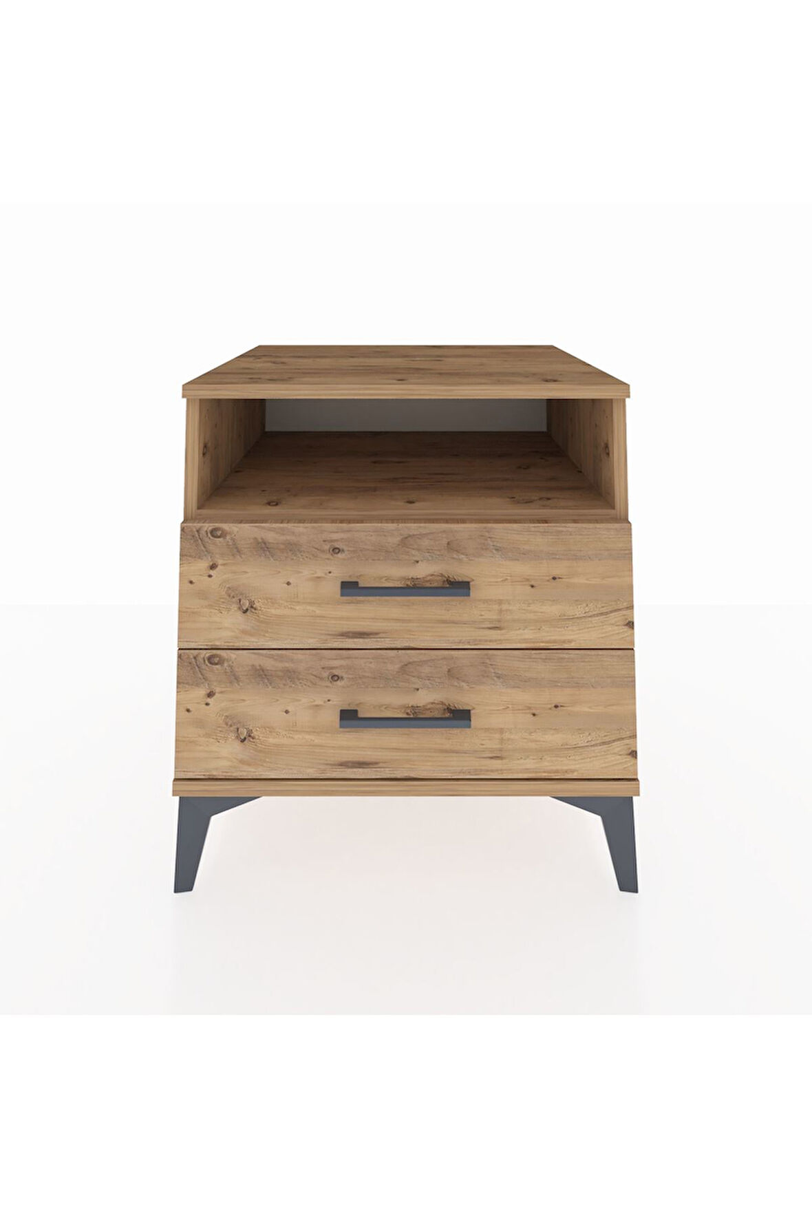 Kronos Komodin Tek Raflı 2 Çekmeceli 60x59x64 Çam-Çam