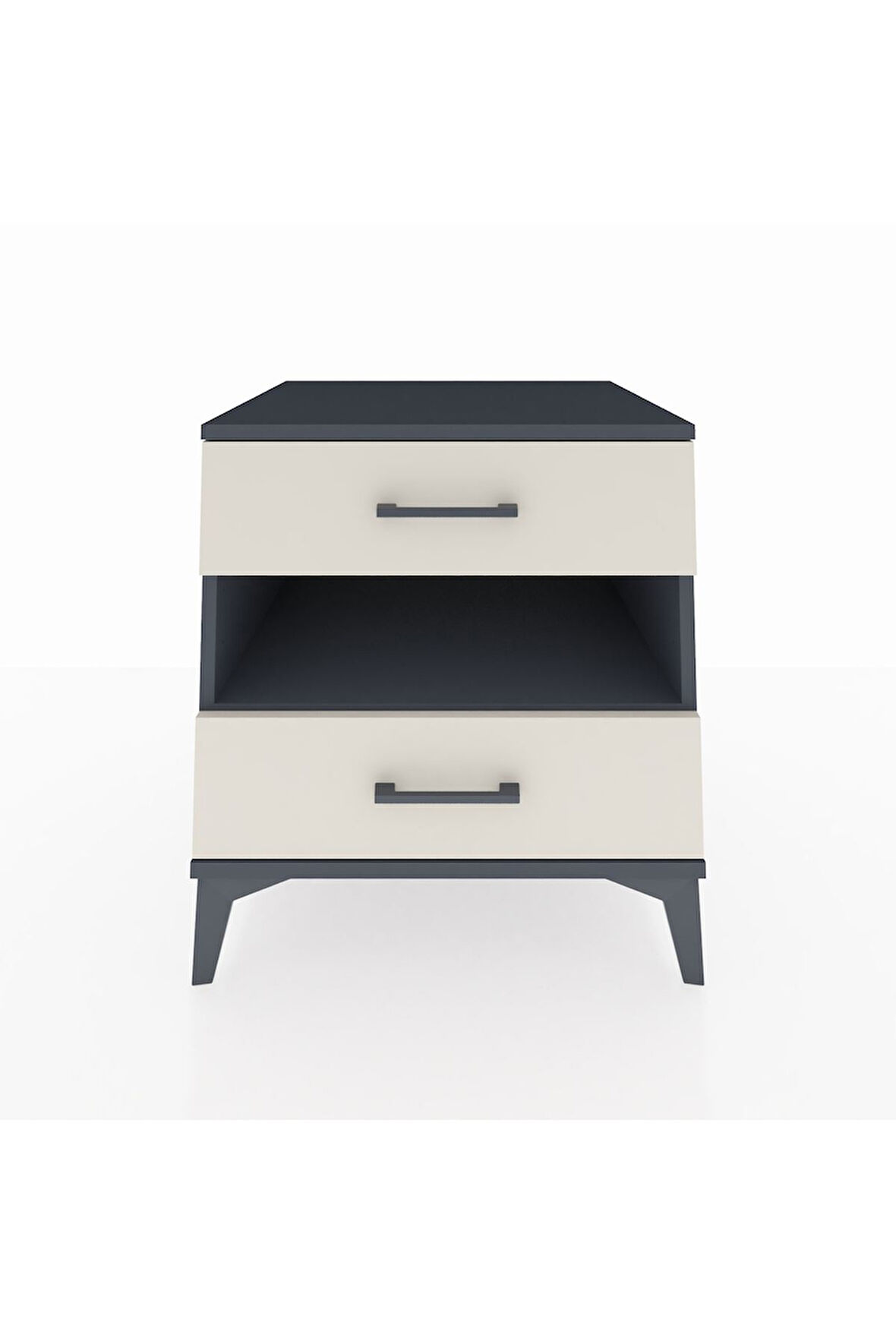 Kronos Komodin Tek Raflı 2 Çekmeceli 60x59x64 Antrasit-Aytaşı