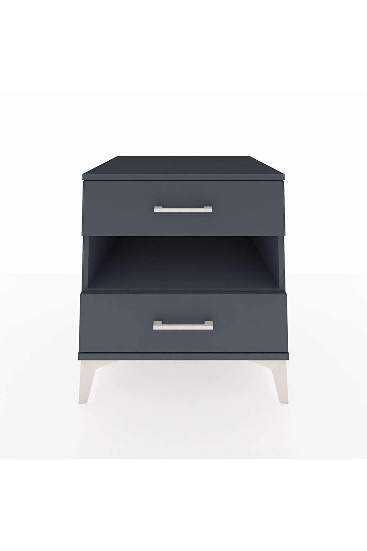 Kronos Komodin Tek Raflı 2 Çekmeceli 60x59x64 Antrasit-Antrasit