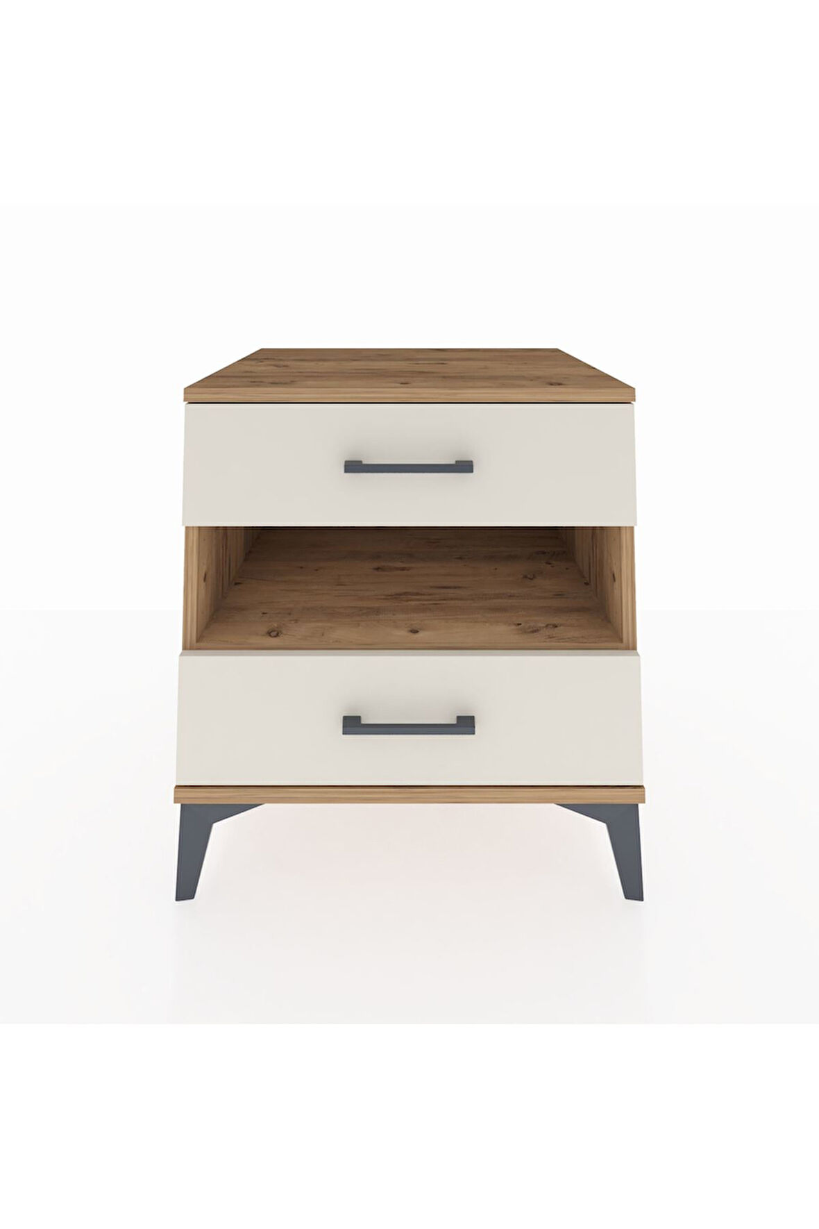 Kronos Komodin Tek Raflı 2 Çekmeceli 60x59x64 Çam-Aytaşı