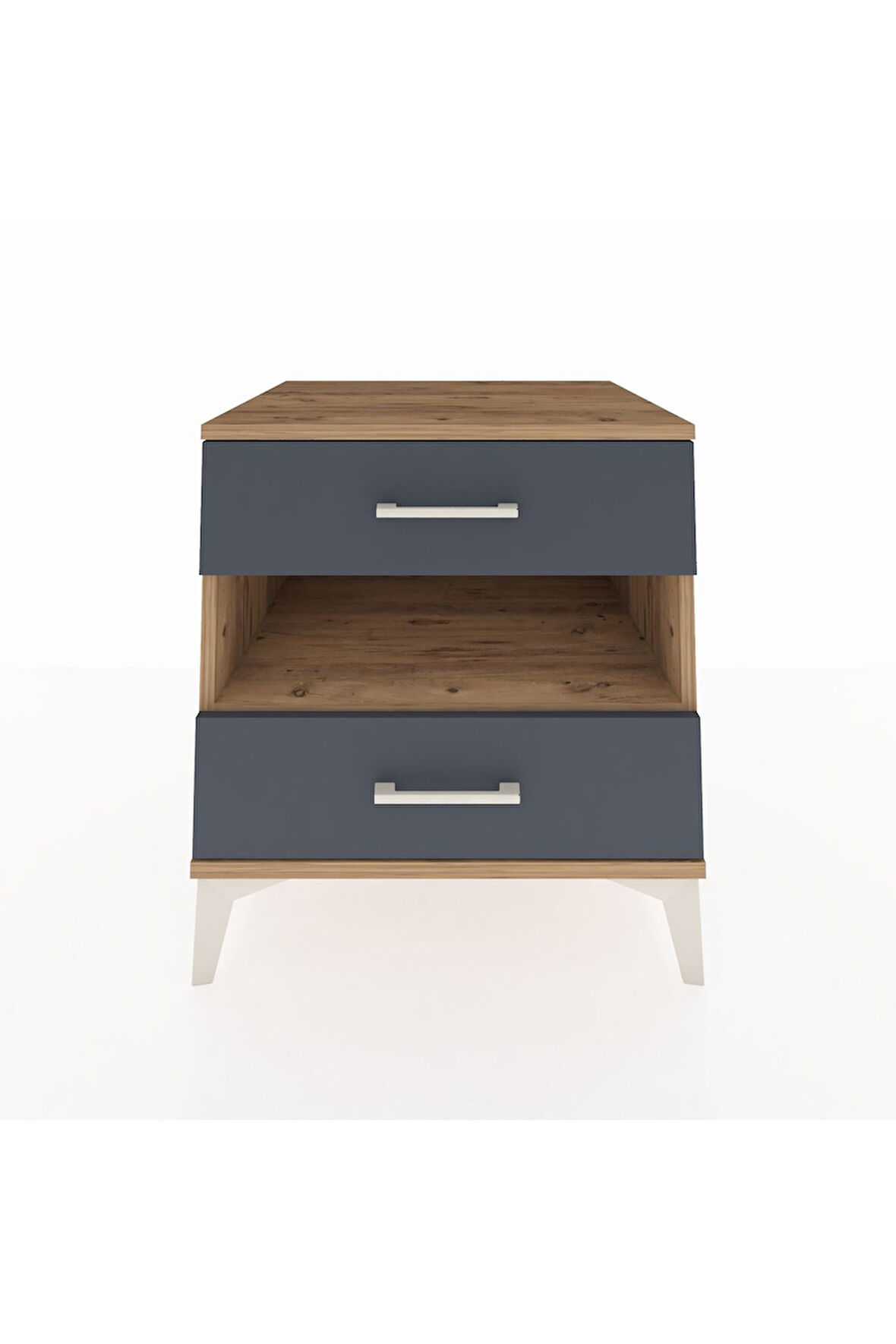 Kronos Komodin Tek Raflı 2 Çekmeceli 60x59x64 Çam-Antrasit