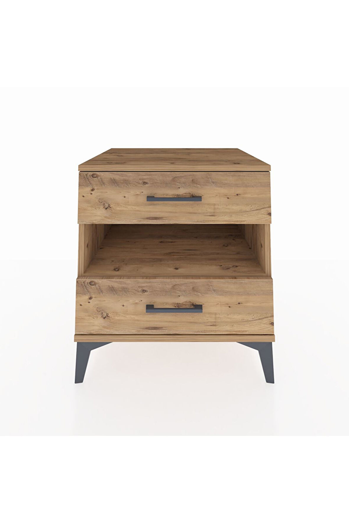 Kronos Komodin Tek Raflı 2 Çekmeceli 60x59x64 Çam-Çam