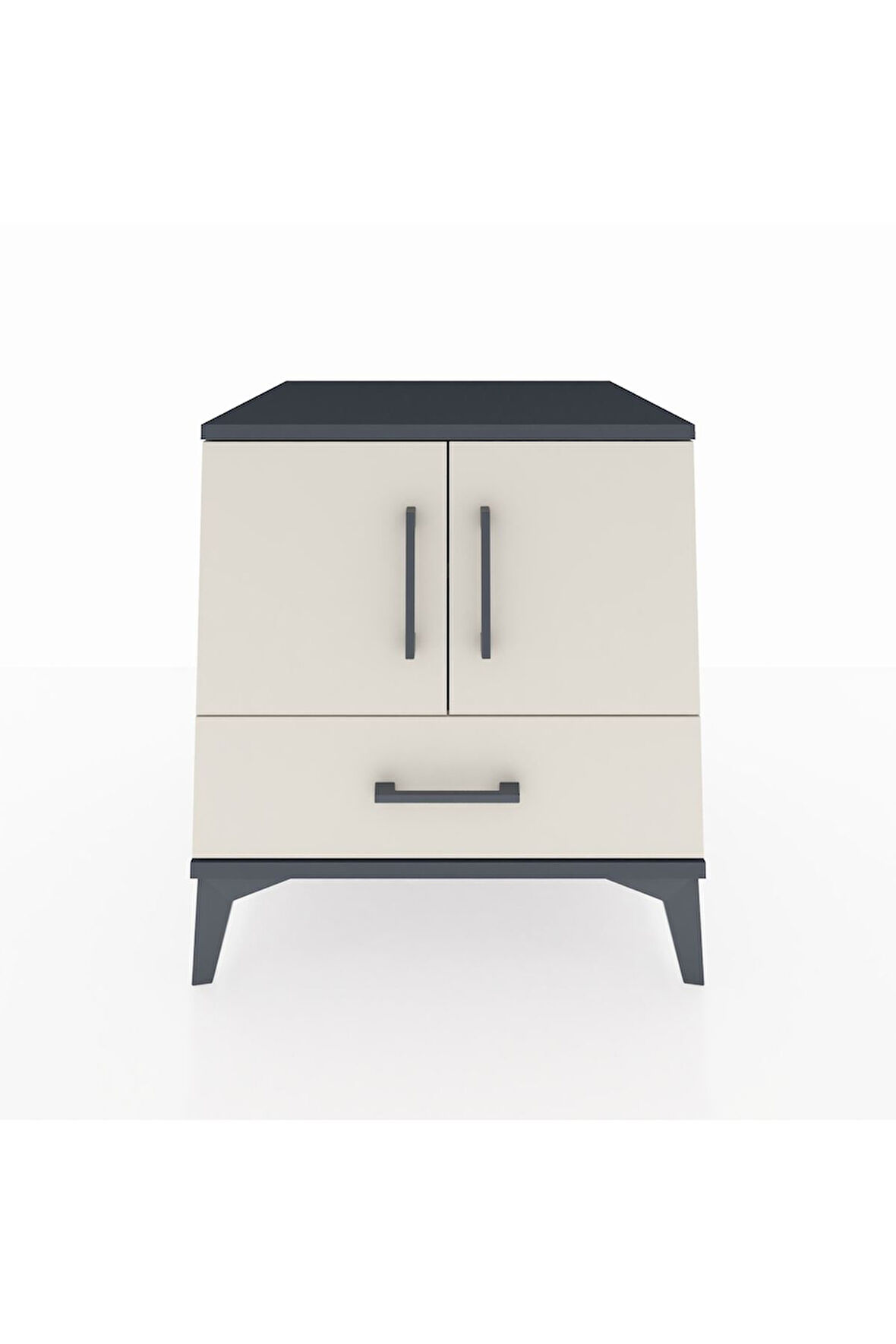 Kronos Komodin 2 Raflı Tek Çekmeceli 2 Kapaklı 60x59x64 Antrasit-Aytaşı