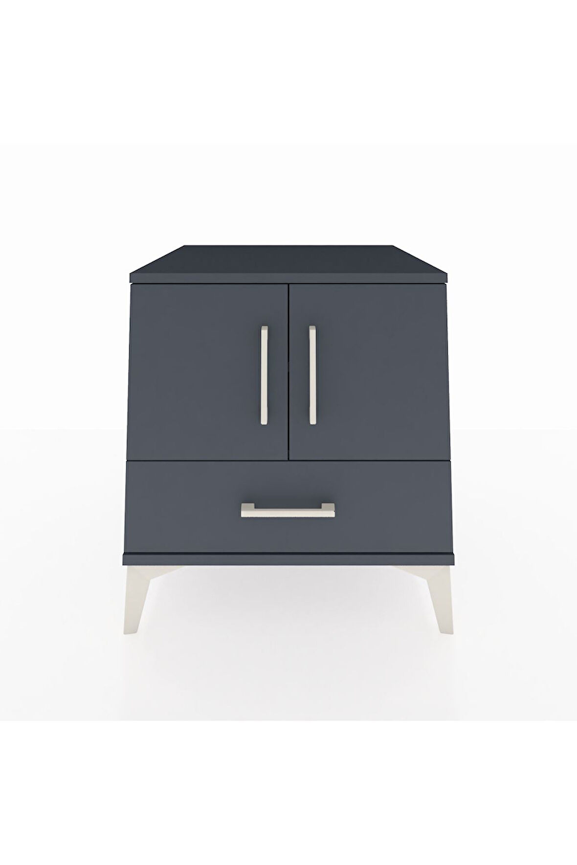 Kronos Komodin 2 Raflı Tek Çekmeceli 2 Kapaklı 60x59x64 Antrasit-Antrasit