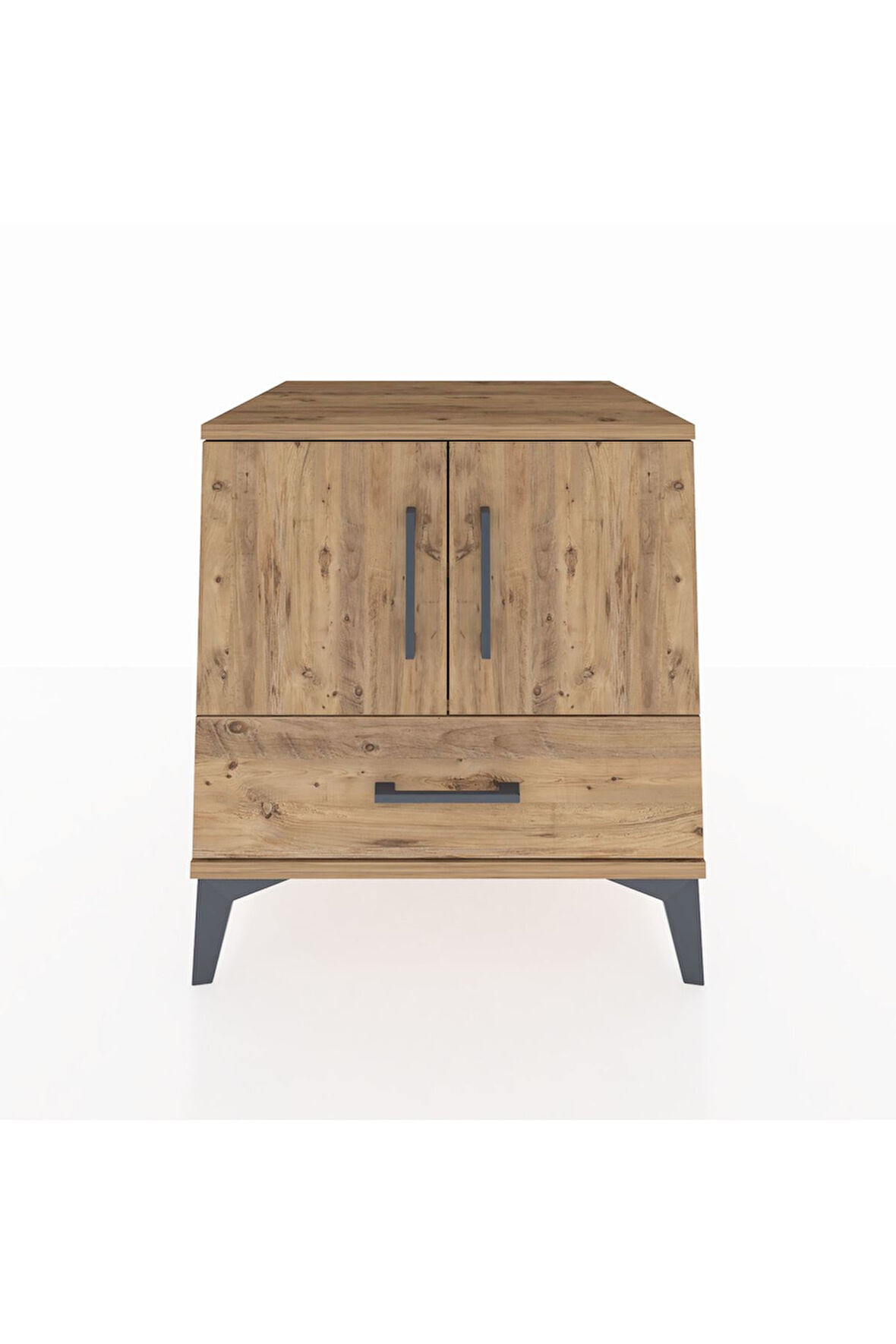 Kronos Komodin 2 Raflı Tek Çekmeceli 2 Kapaklı 60x59x64 Çam-Çam